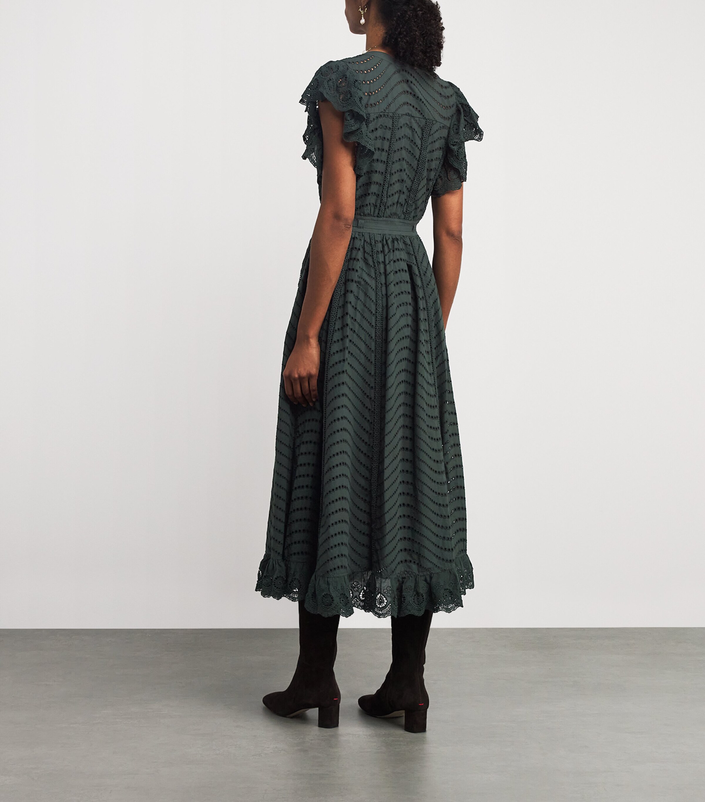 Cotton Embroidered Olga Midi Dress CYPRESS Image 3