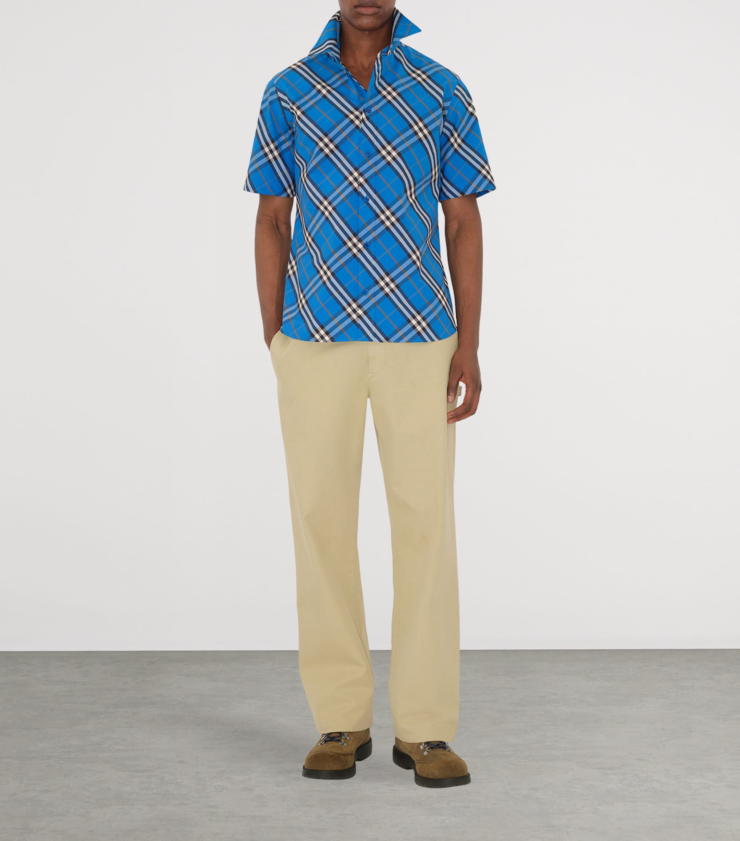 トップス Burberry shirt short sleeve Burberry Fluo piping short sleeve shirt - Dark Beige | 4066171