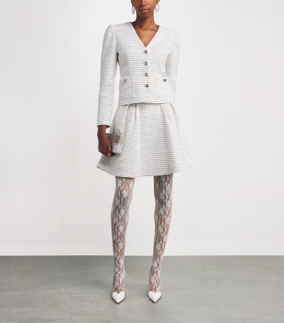 Tweed Embellished Mini Skirt 0822 WHITE-BLACK Image 2