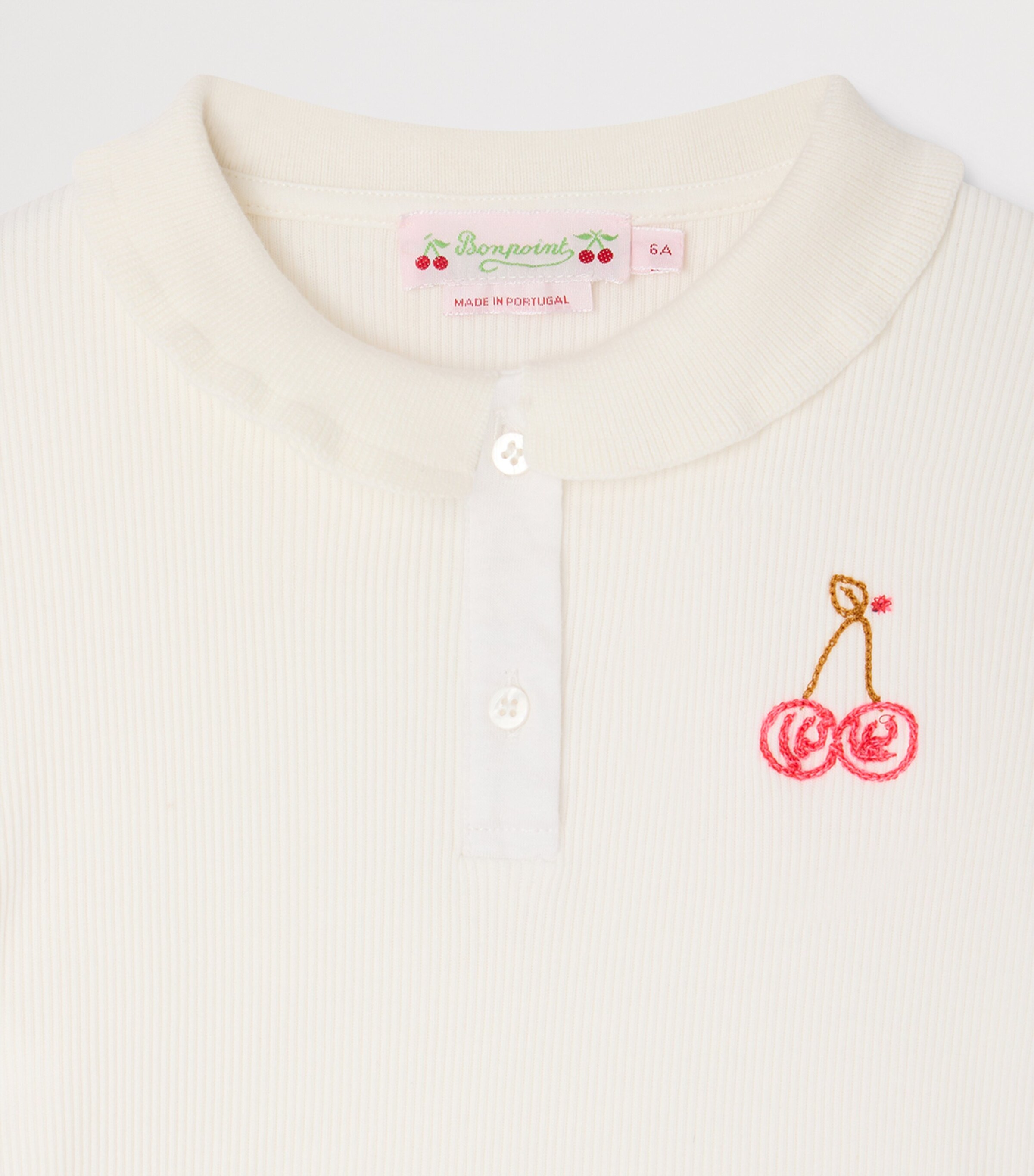 Bonpoint Cotton Gina Polo Shirt (10-14 Years) Upb Blanc Lait Image 3