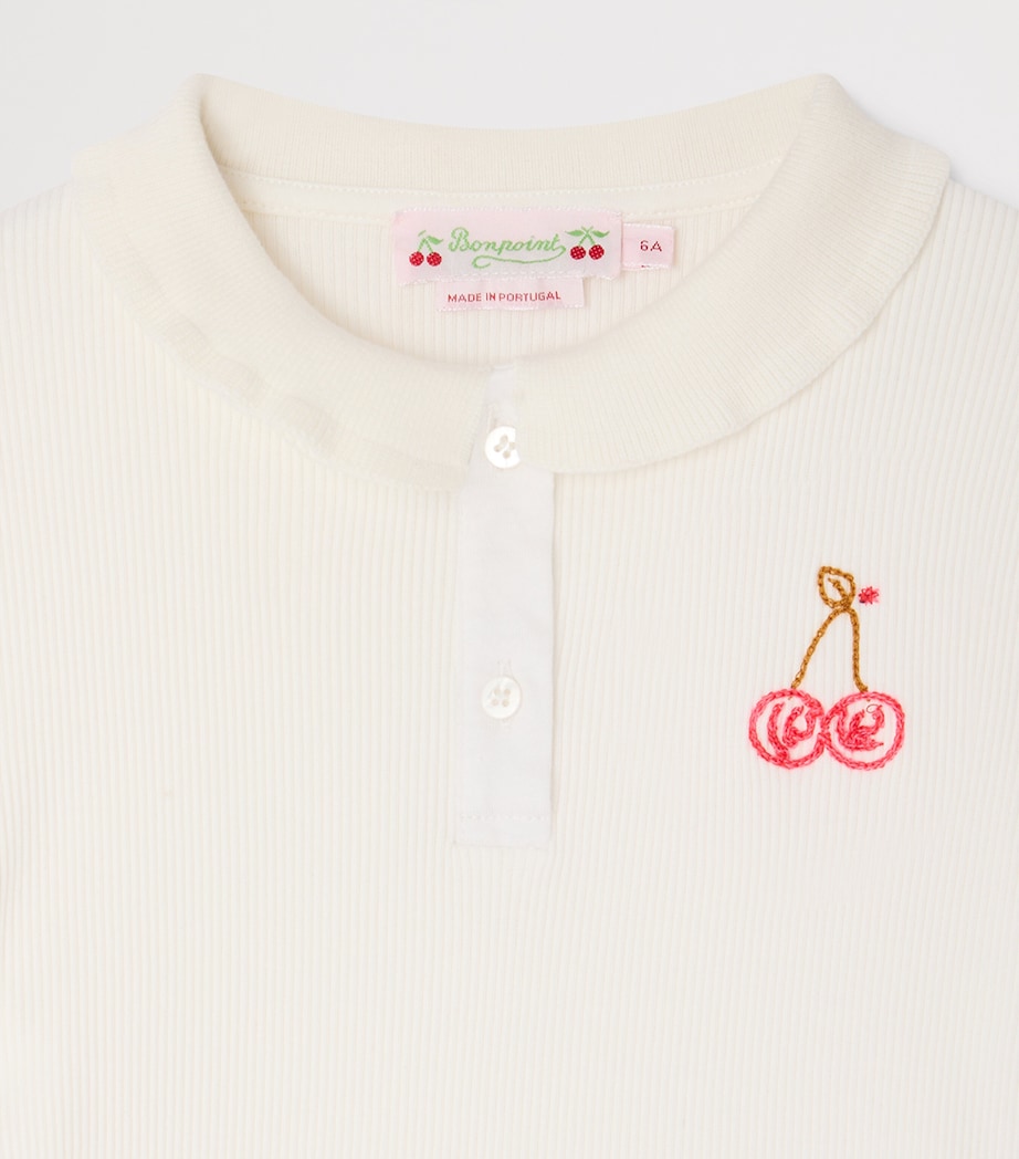Bonpoint Cotton Gina Polo Shirt (10-14 Years) Upb Blanc Lait Image 3
