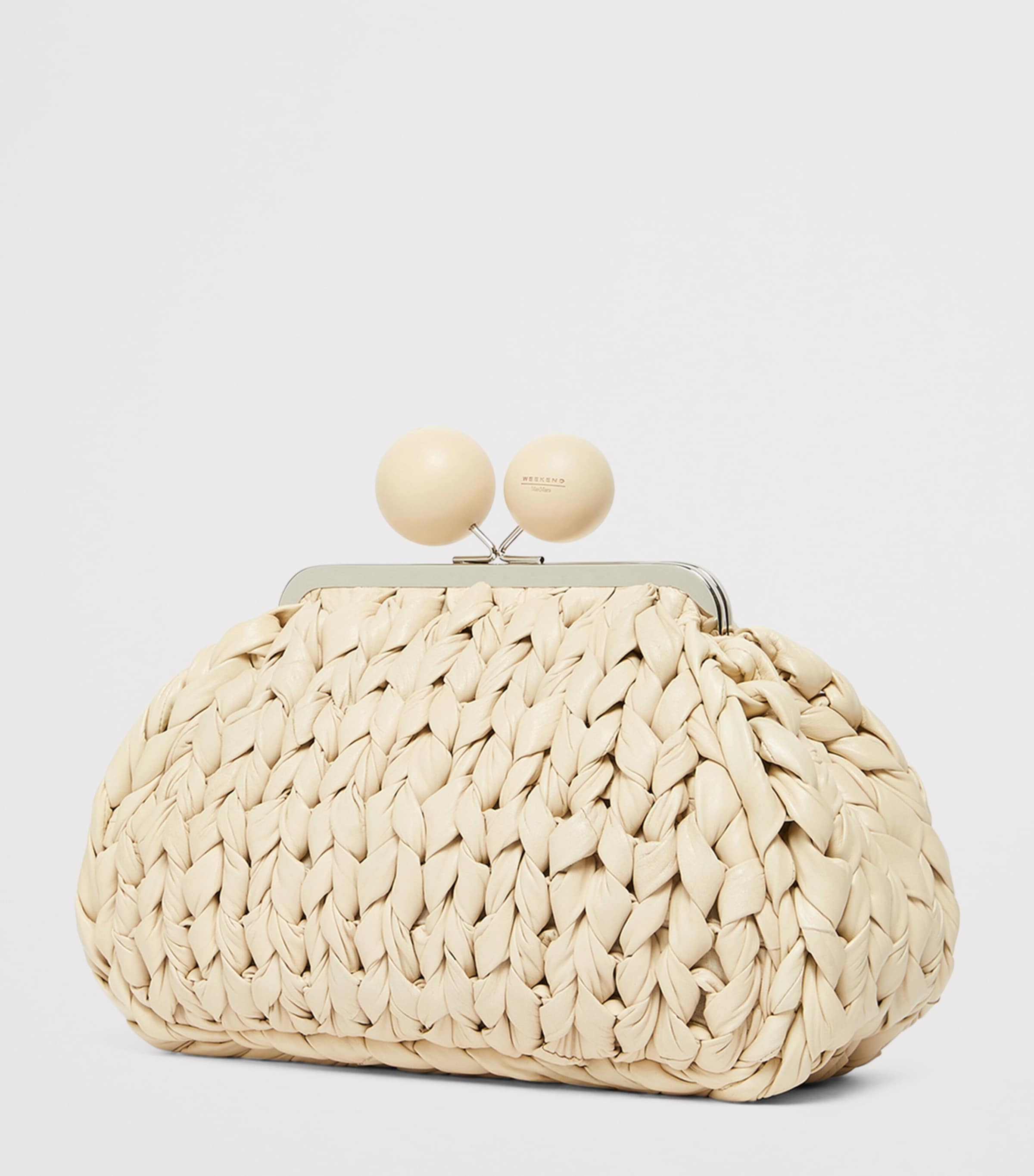 Weekend Max Mara Woven Leather Pasticcino Clutch Bag Ivory Image 4