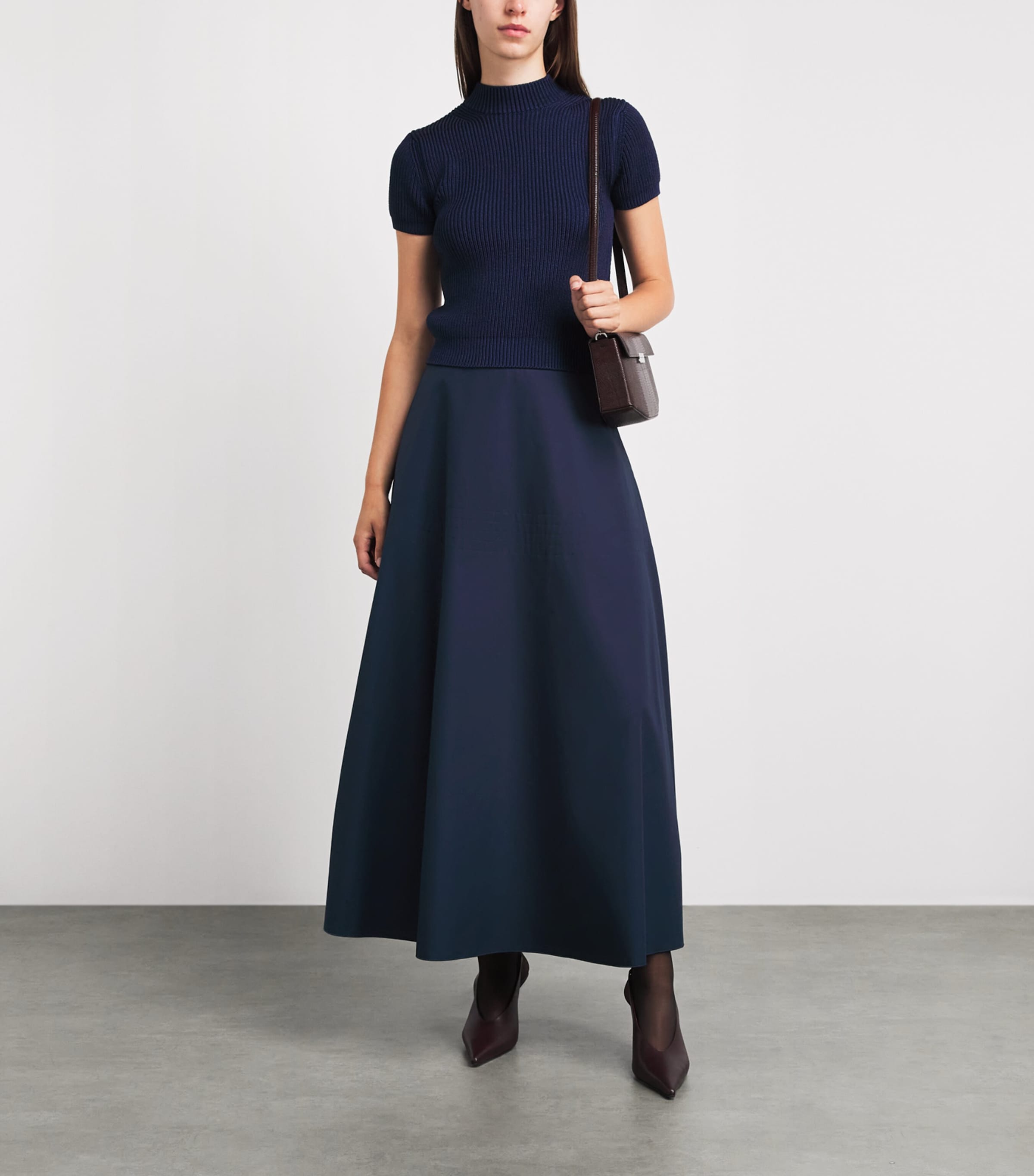 FFORME Womens Cotton-Silk Deeta Maxi Skirt Dark Navy Image 2