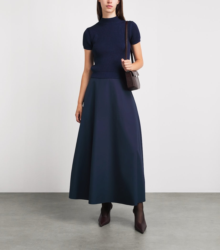FFORME Womens Cotton-Silk Deeta Maxi Skirt Dark Navy Image 2