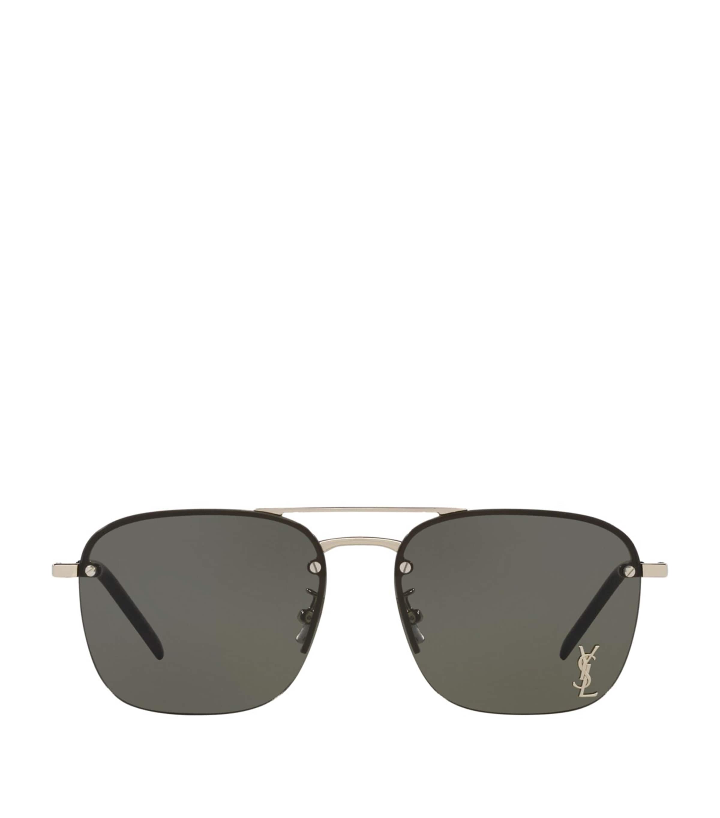 Saint Laurent Womens Silver Ys000490 Sl 309 M Rectangular-frame Metal Sunglasses In Silver
