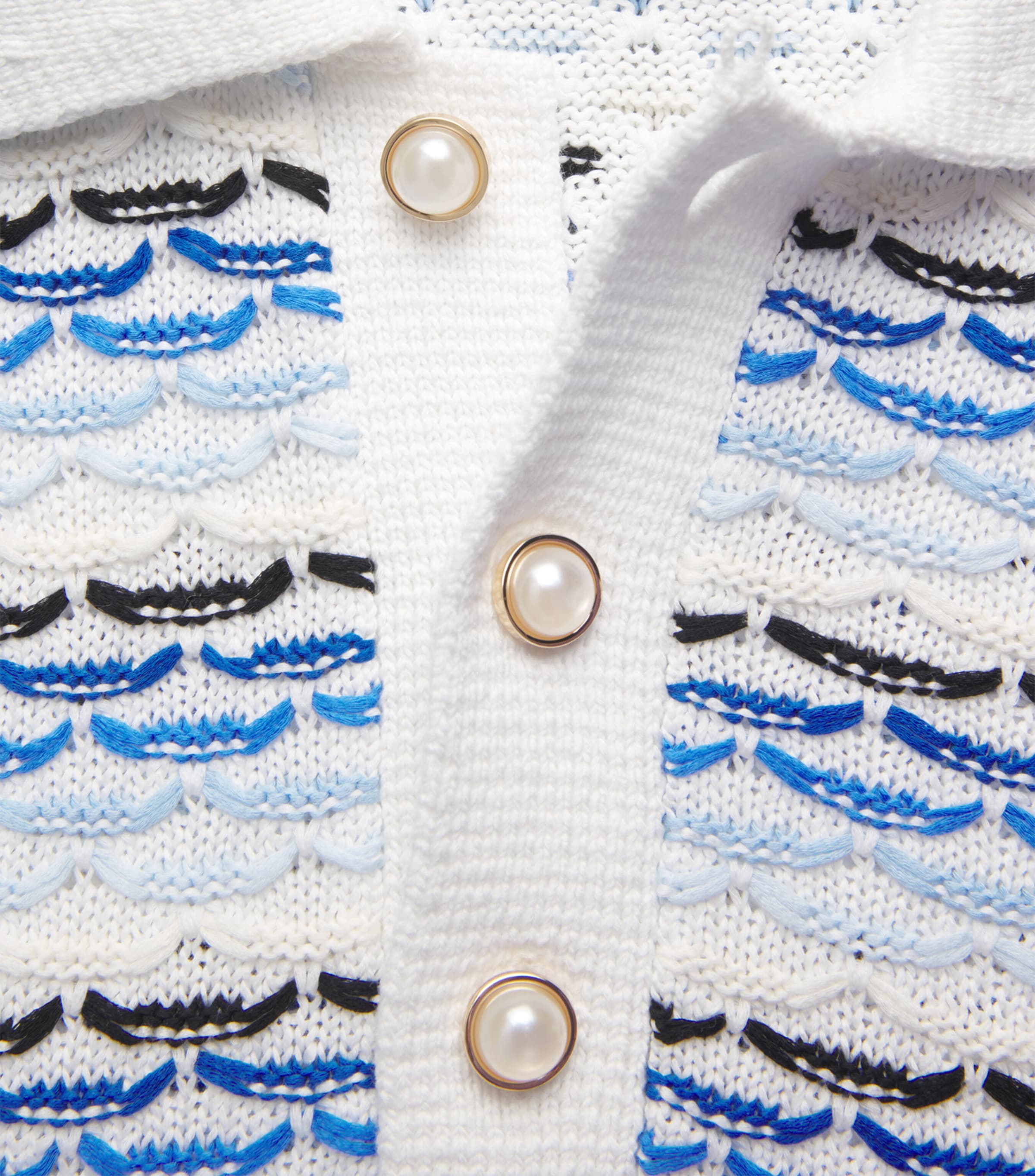 Cotton Tuck-Stitch Polo Shirt BLUE Image 5