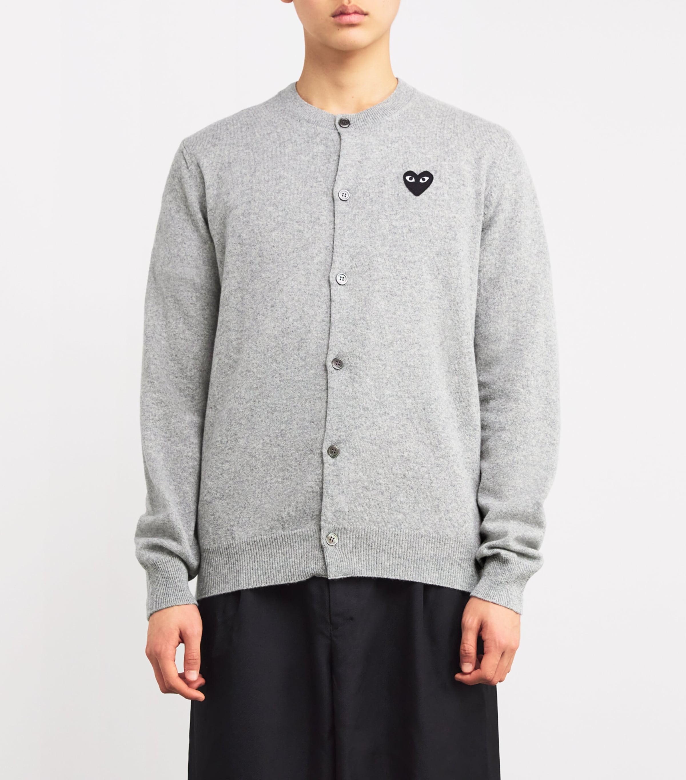 Comme Des Garçons Play Mens Wool Heart Cardigan Lt Grey Image 3