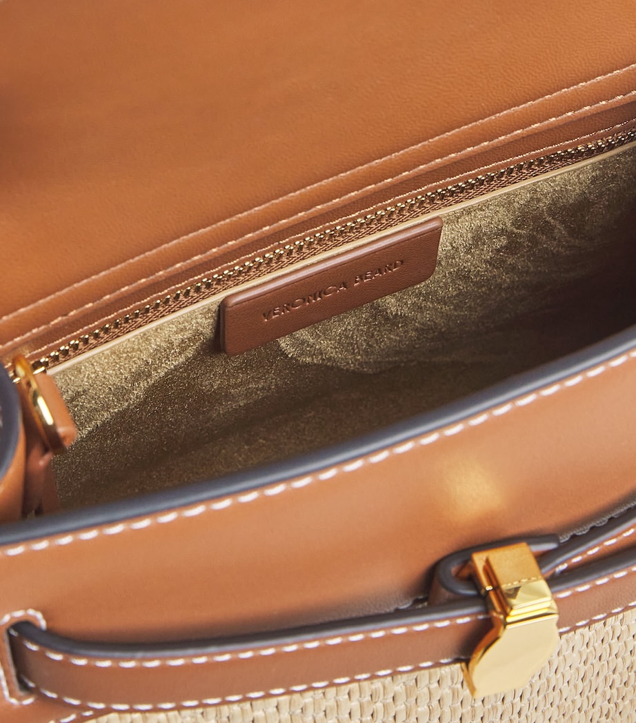 Raffia-Leather Dash Top-Handle Bag N1050 HAZELWOOD/NAT Image 5