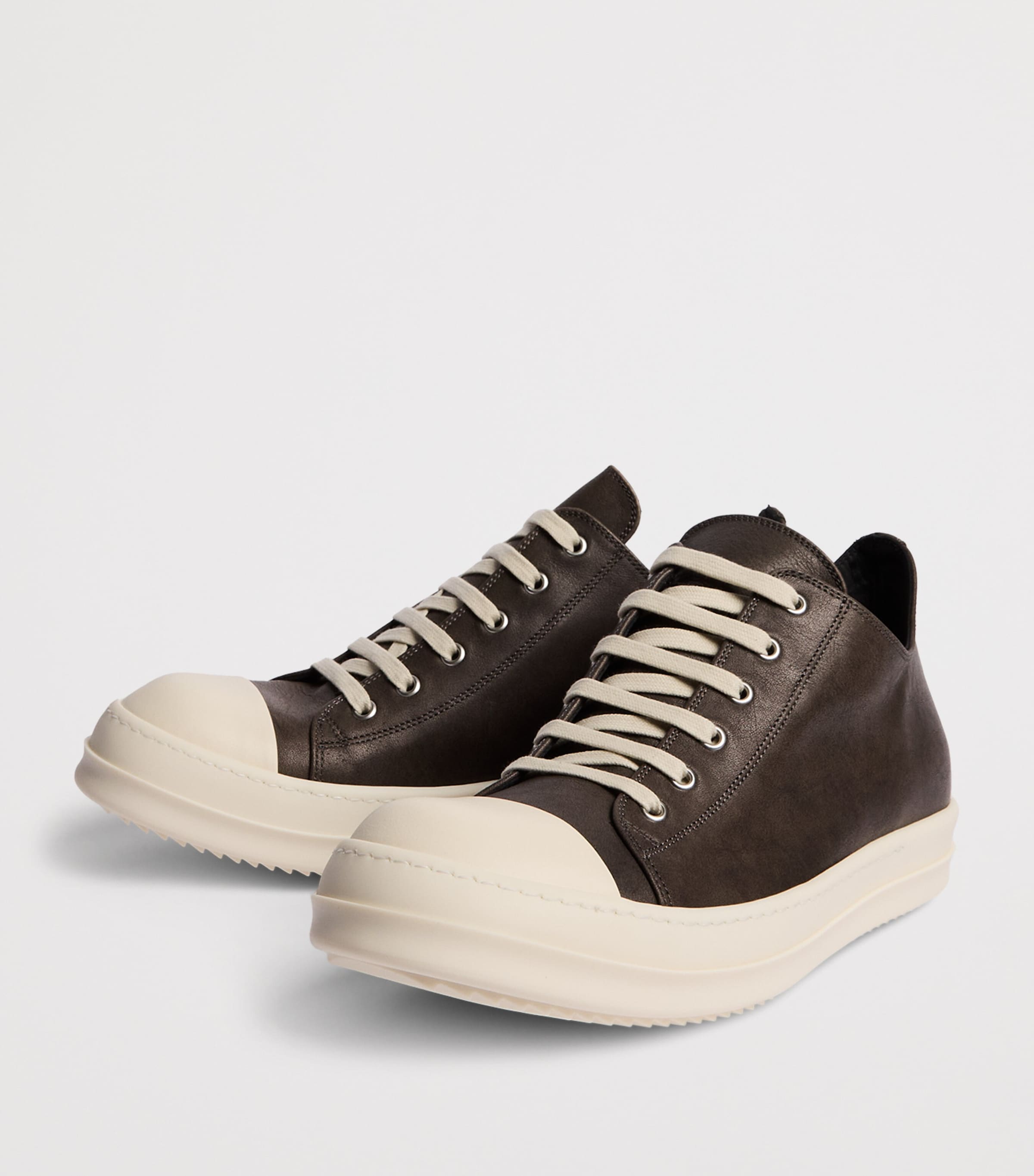 Rick Owens Leather Classic Low-Top Sneakers Whd Blk/mlk/mlk Image 3