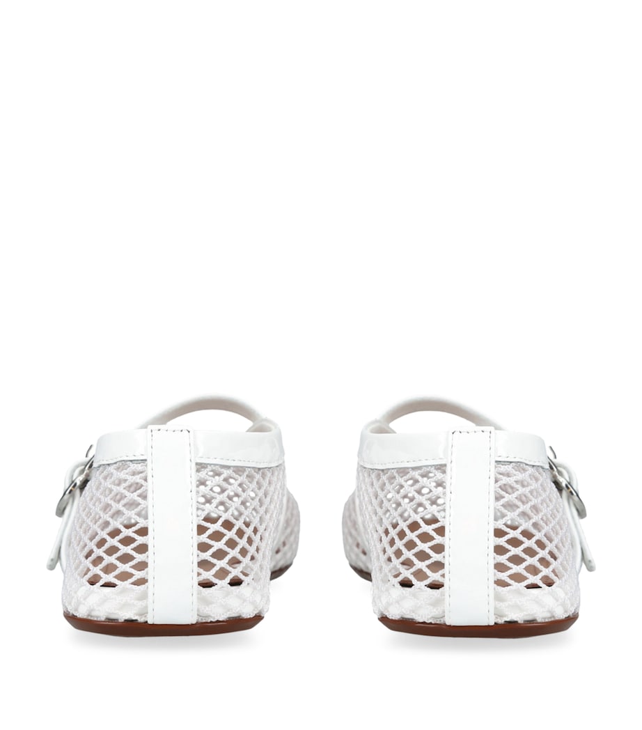 Leather Mesh Ballet Flats WHITE Image 2