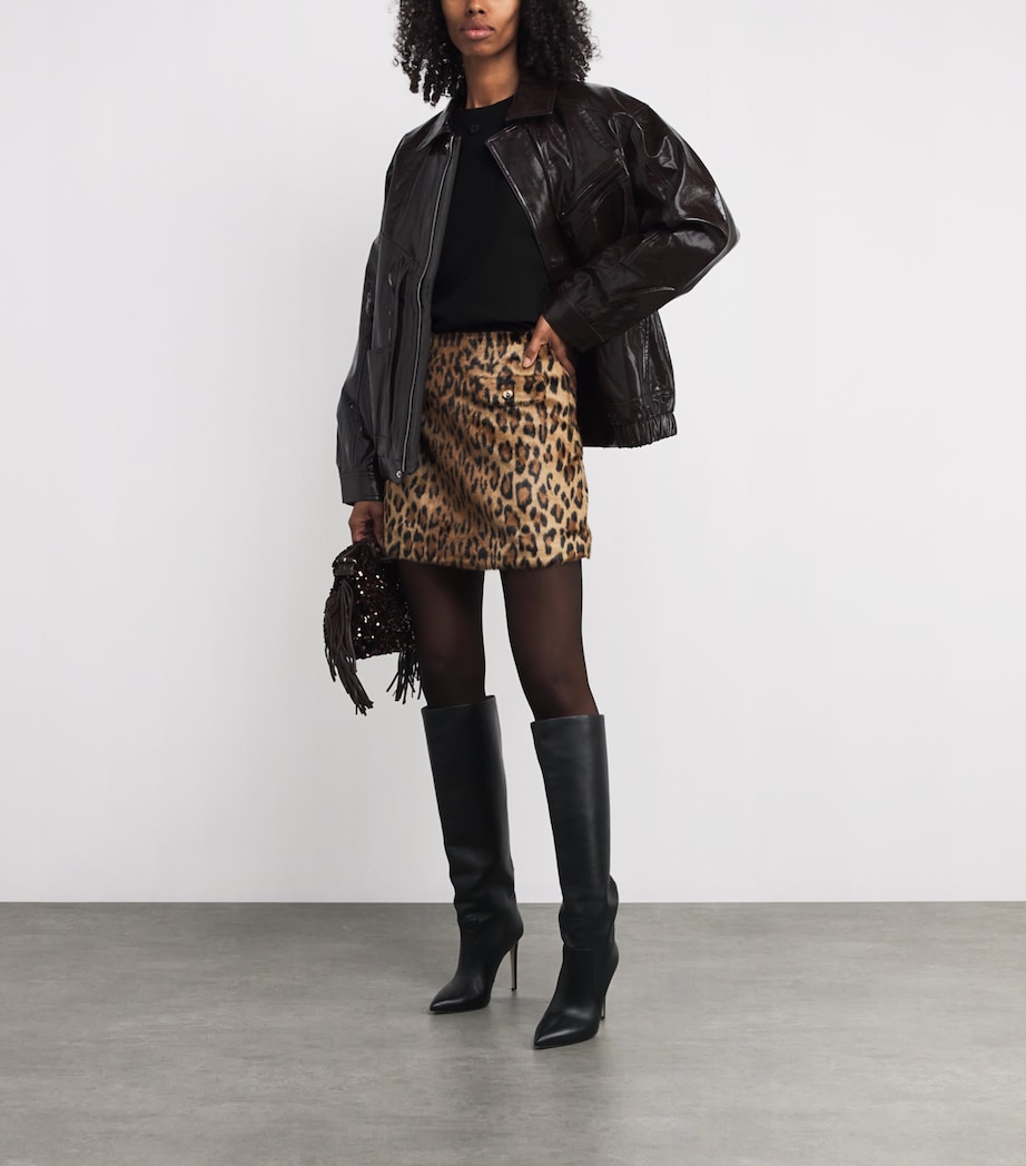 Cotton Velvet-Sleeved T-Shirt BLACK Image 2