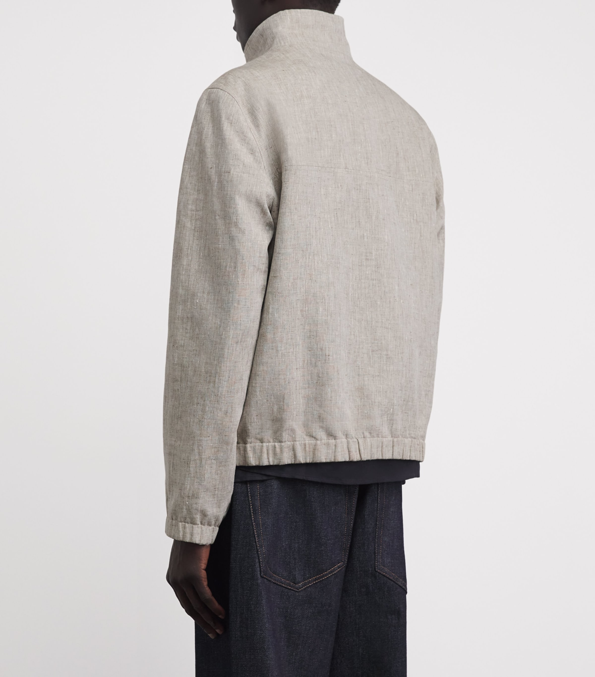 Yves Salomon Mens Linen Zip-Up Jacket Lin Image 5