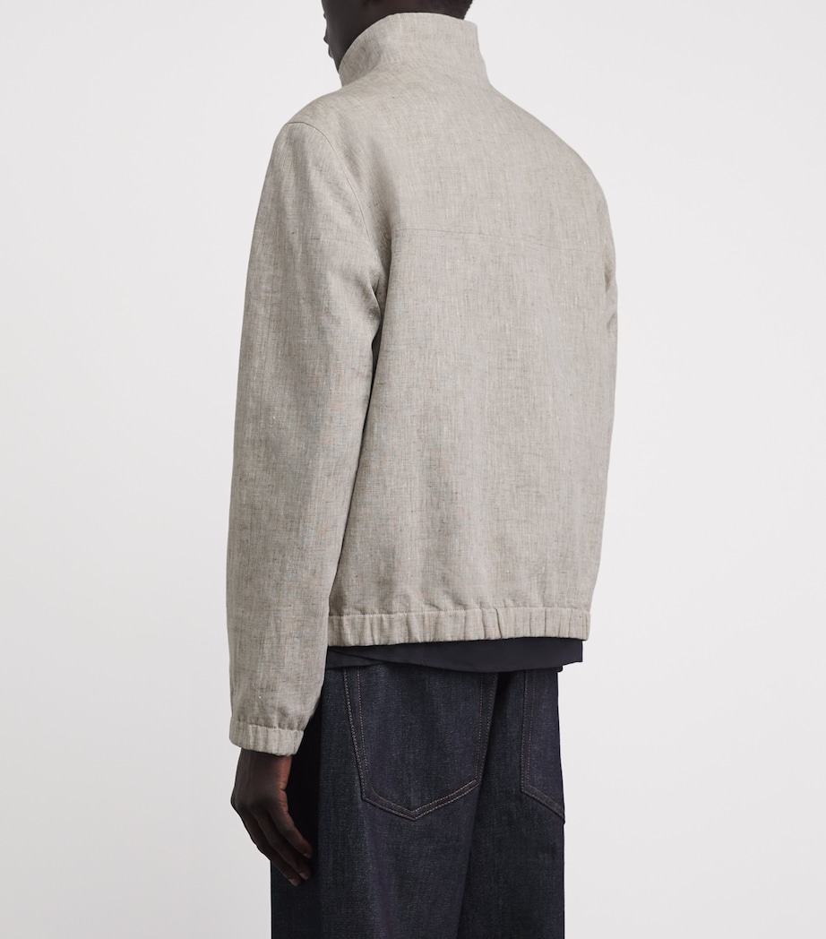 Yves Salomon Mens Linen Zip-Up Jacket Lin Image 5
