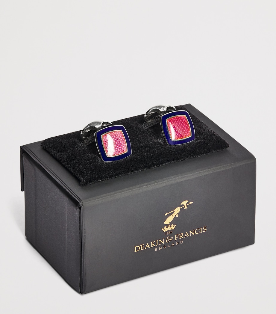 Sterling Silver and Enamel Cufflinks PINK Image 3