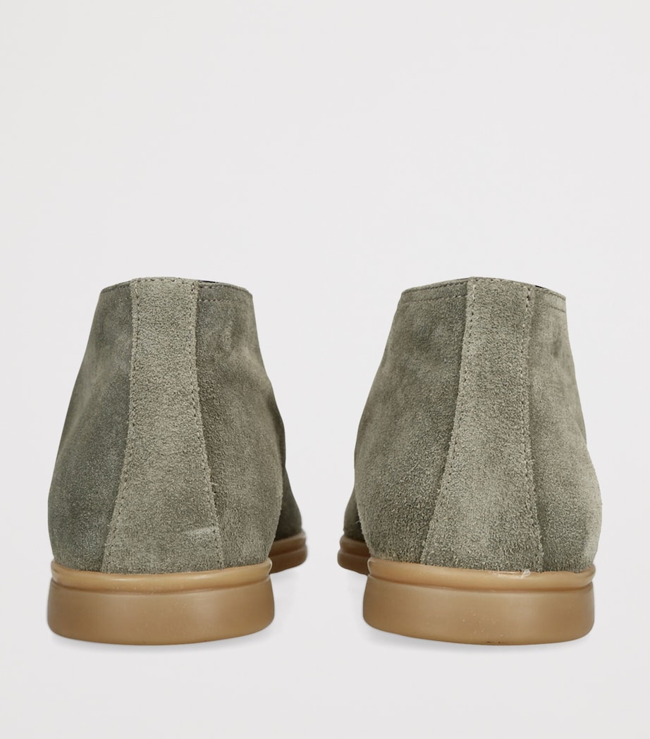 Suede Rain-Resistant Tower Ankle Boots GREEN Image 2