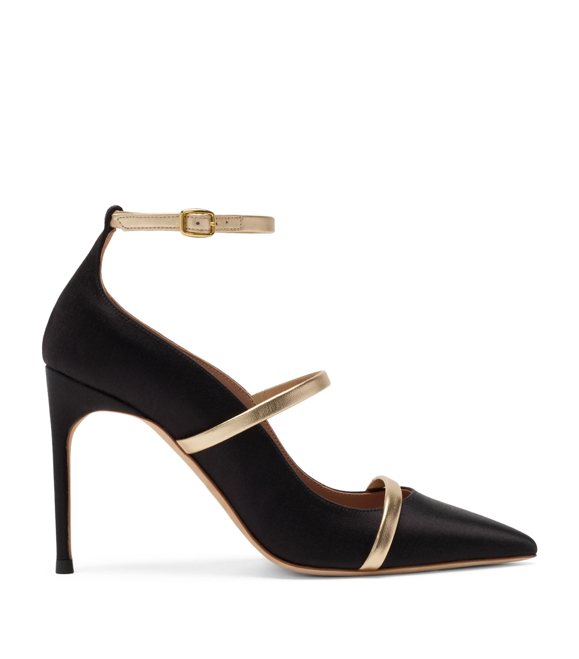 Malone Souliers Satin Diaz Heeled Pumps 90 Black Image 1