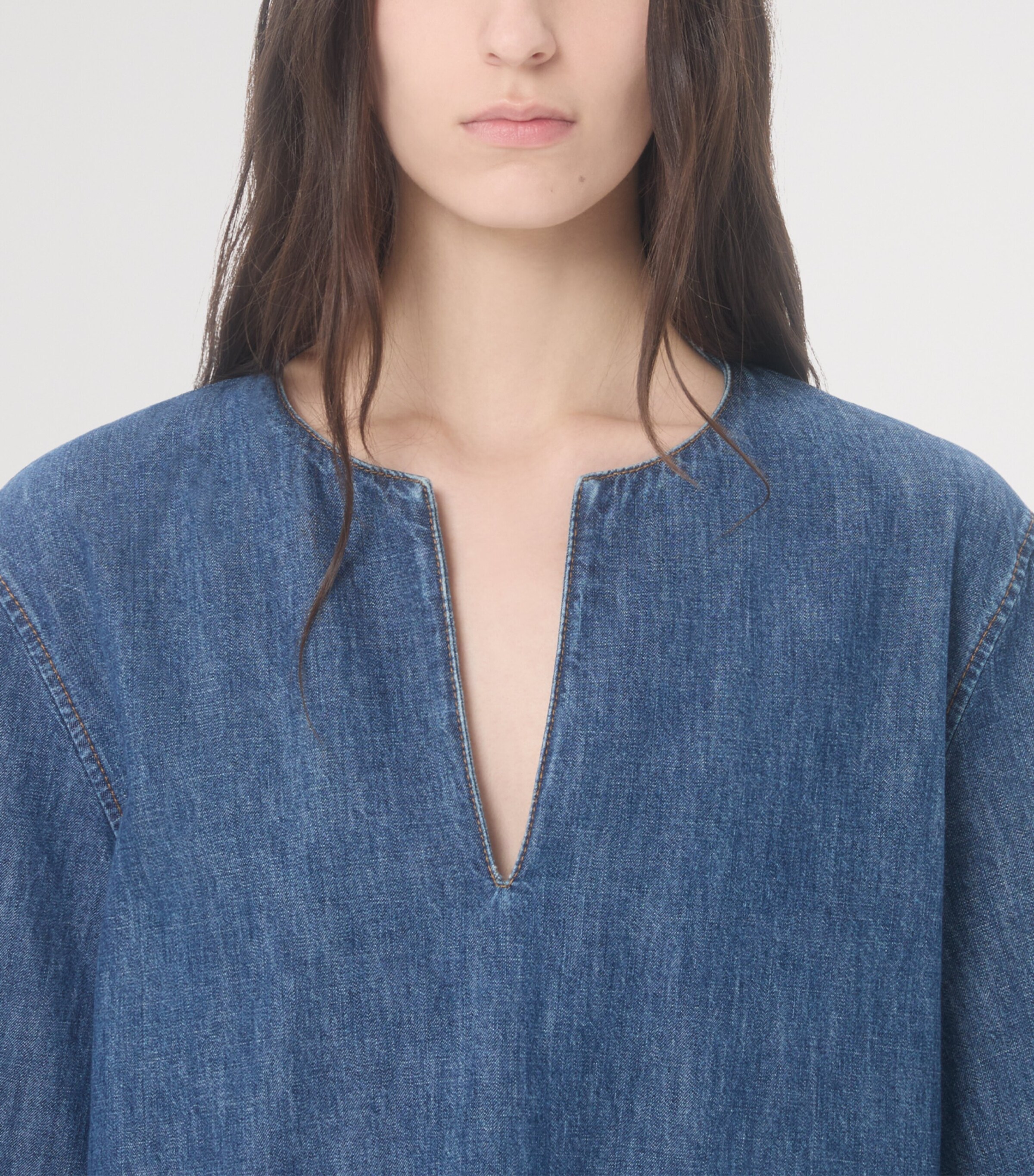 Valentino Womens Denim Shift Mini Dress Image 7