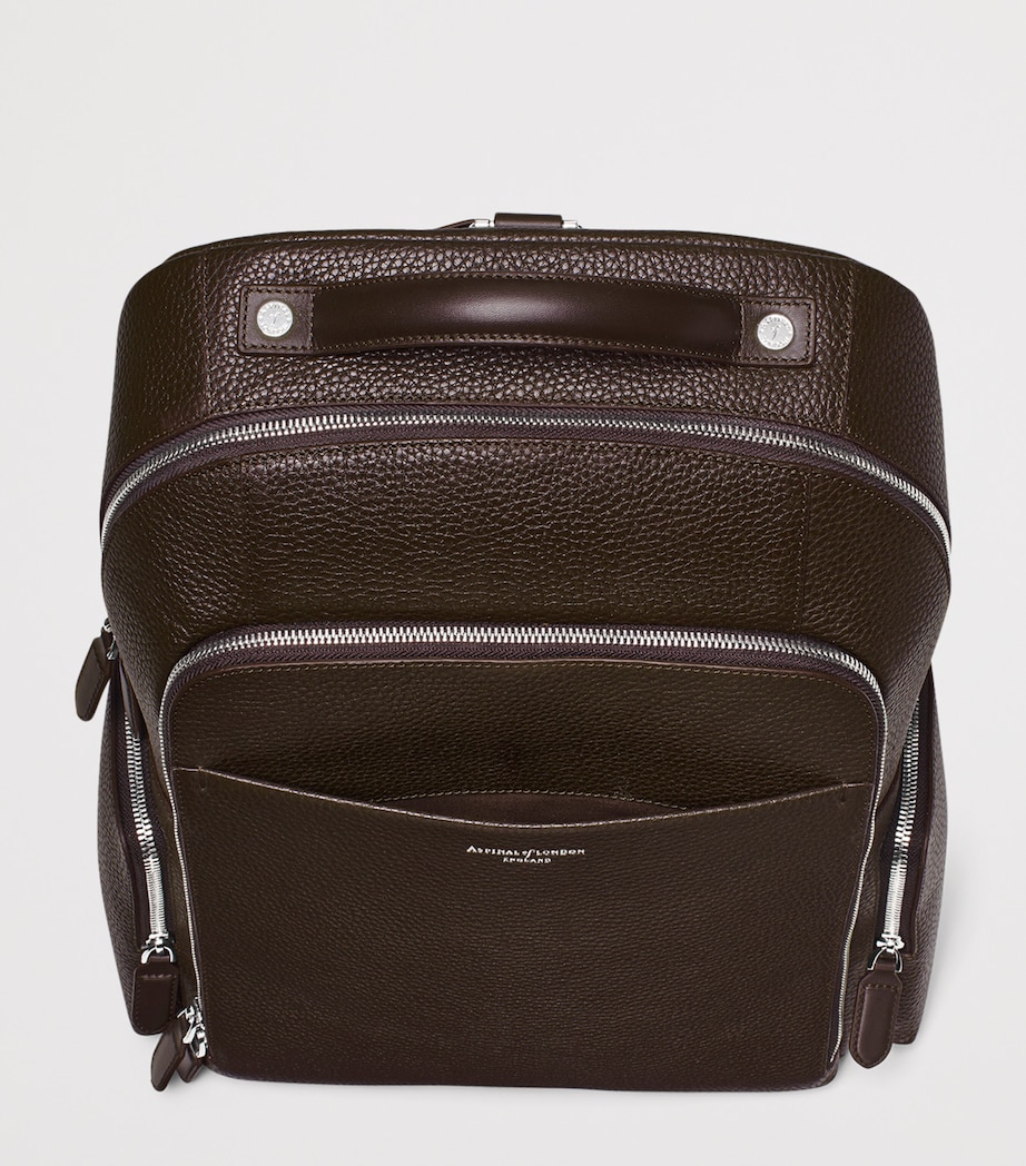 Aspinal Of London Pebbled Leather Reporter Zipped Backpack Chocolate Image 8