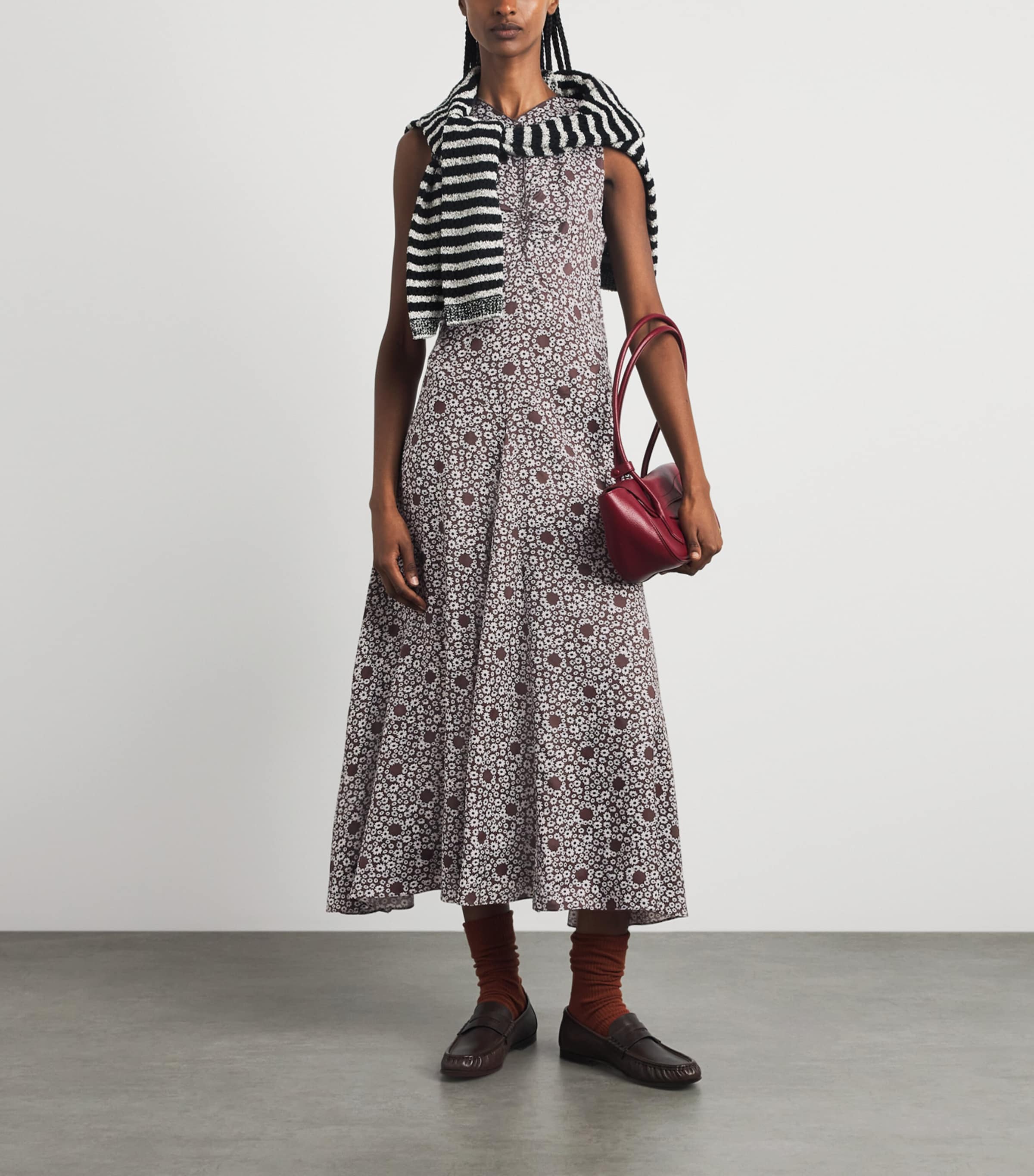 Sandro Paris Womens Printed Maxi Dress Brown Image 2