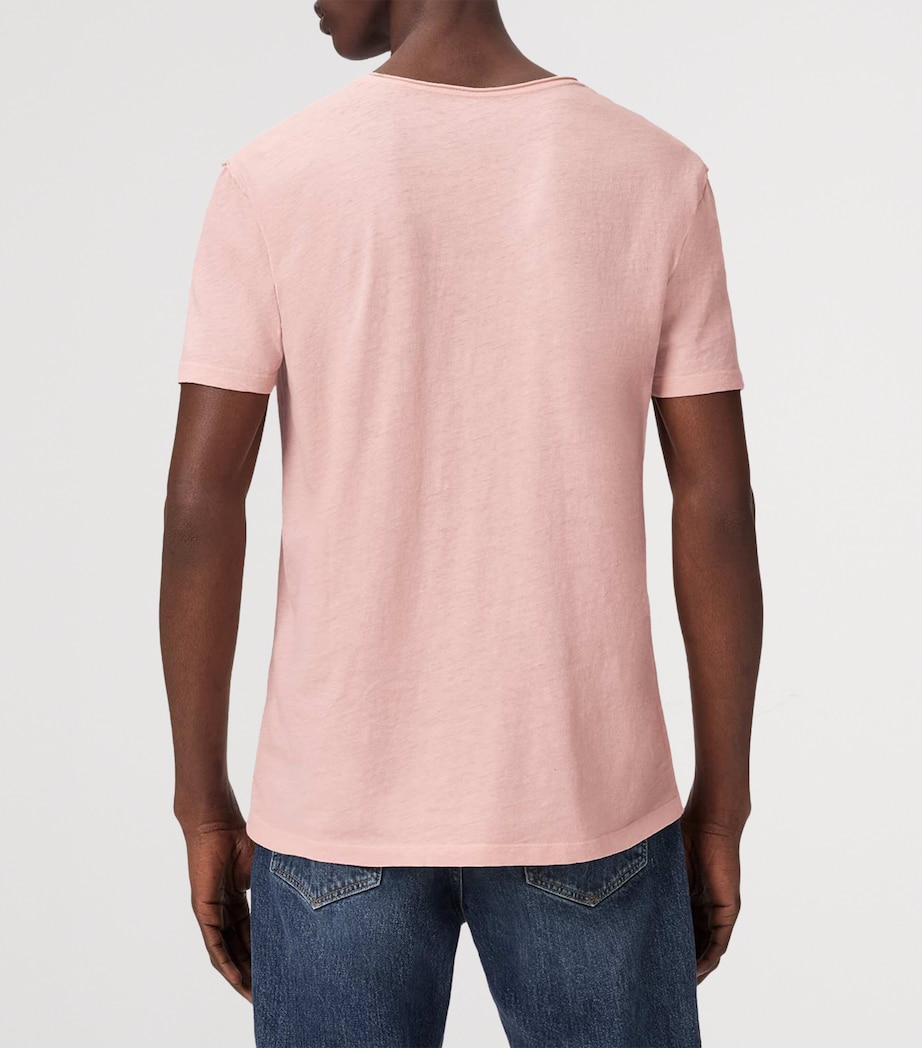 AllSaints Mens Stretch-Cotton Figure T-Shirt Sunbaked Pink Image 4