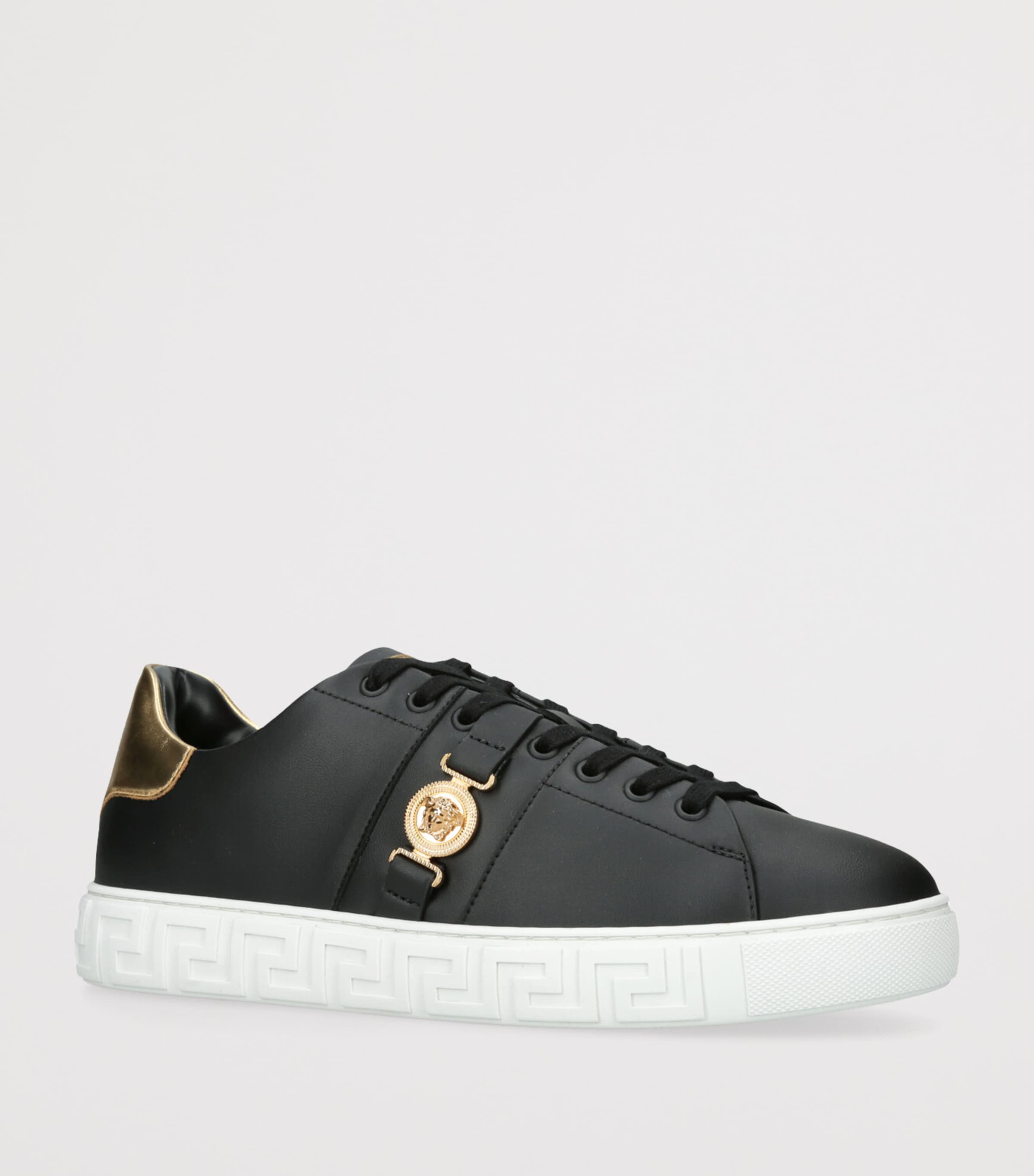 Leather Greca Medusa Sneakers BLACK/COMB Image 3