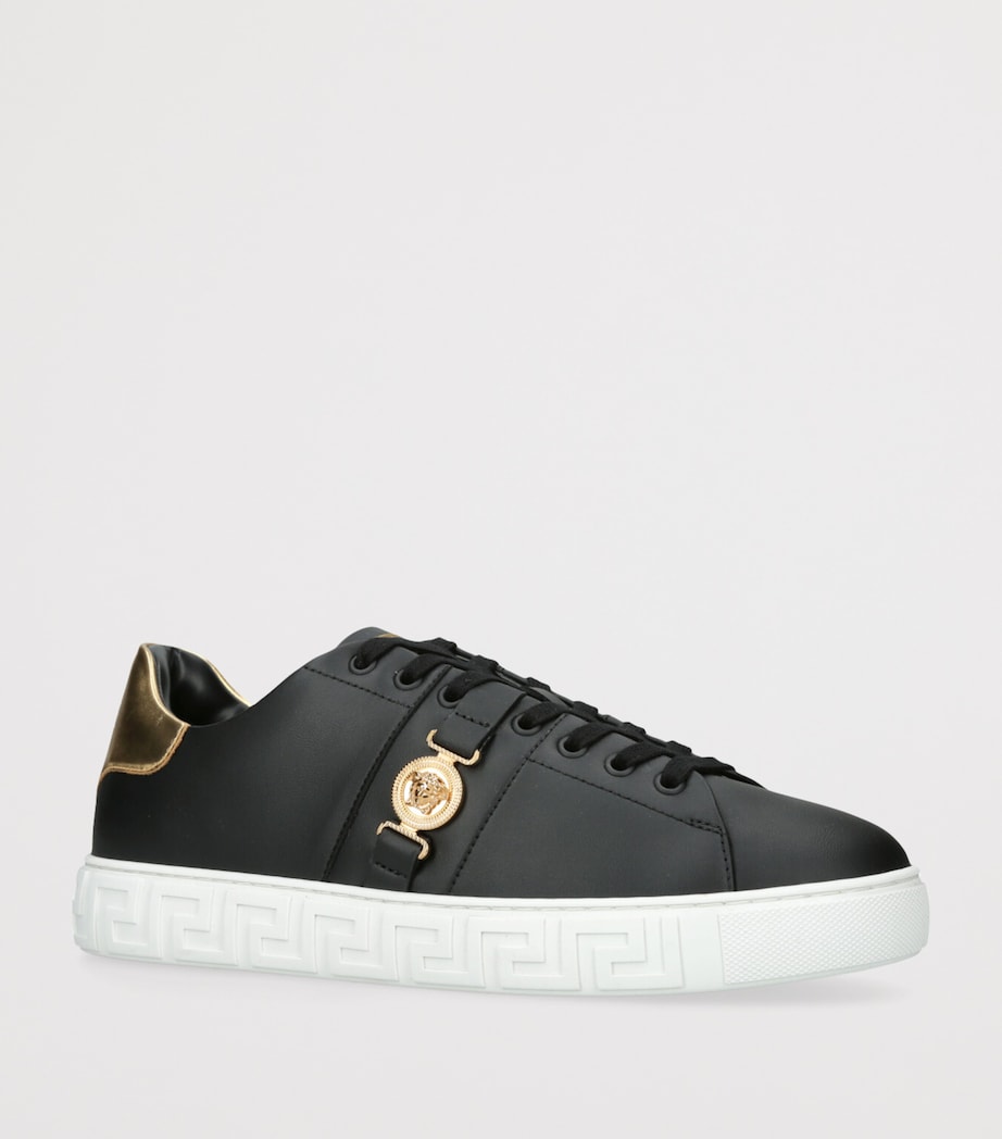 Leather Greca Medusa Sneakers BLACK/COMB Image 3