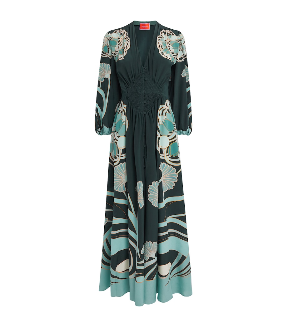 La Doublej Womens Silk Printed Camerino Maxi Dress Tulp Plac Image 1