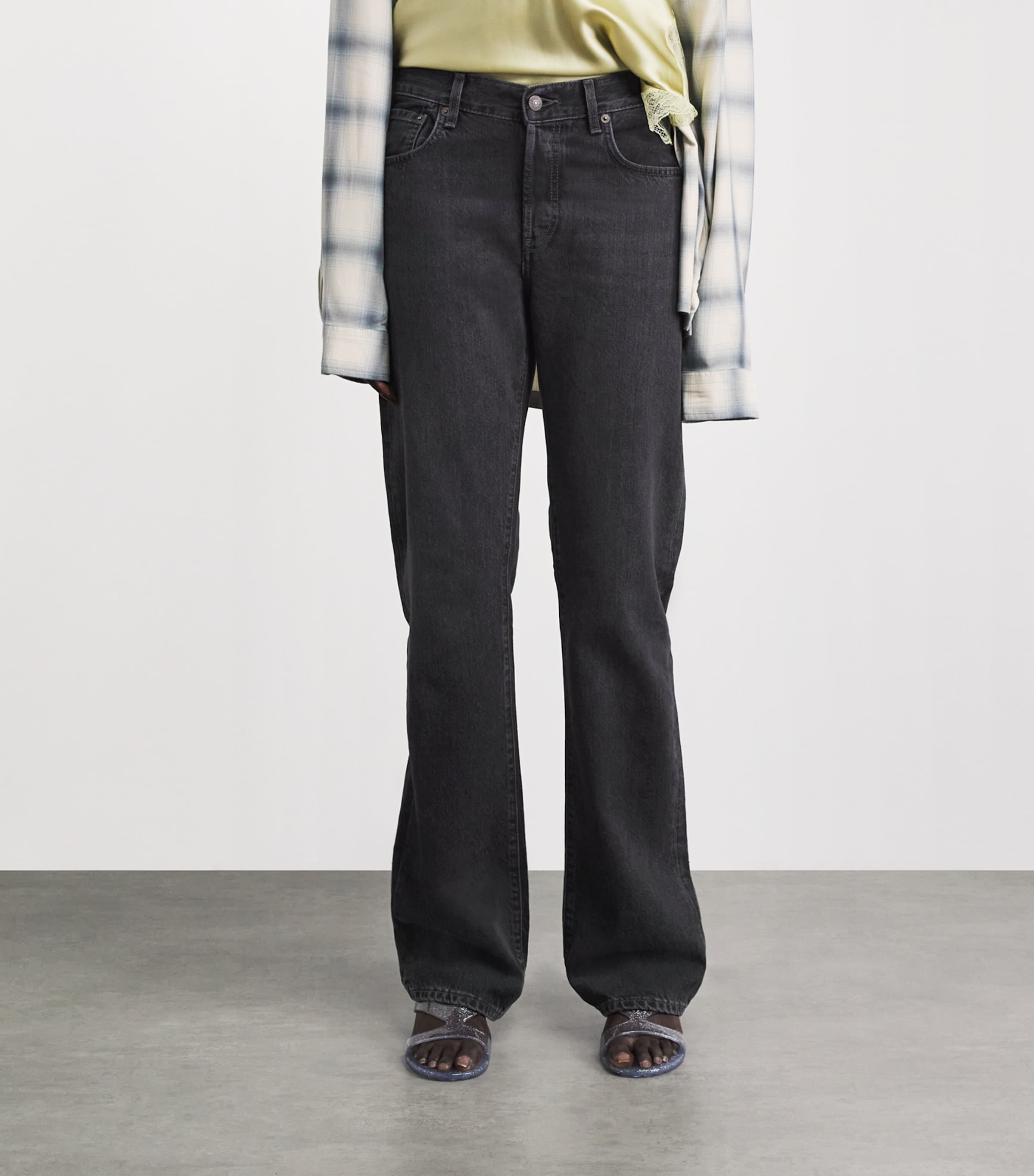 Acne Studios Womens Faded Bootcut Jeans Black Image 4