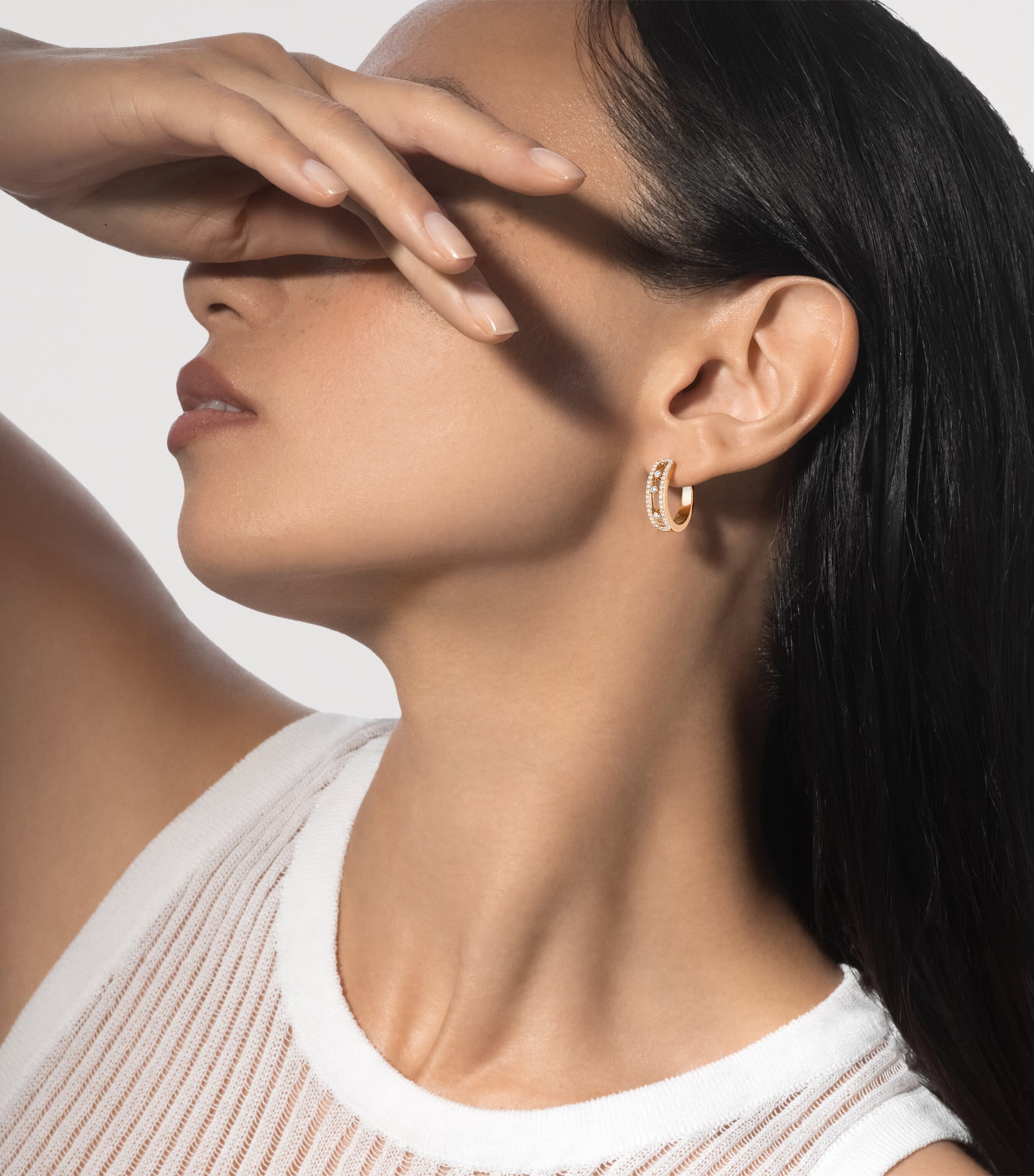 Messika Move Classique Yellow Gold and Diamond Hoop Earrings (0.52ct) Yellow Gold Image 2