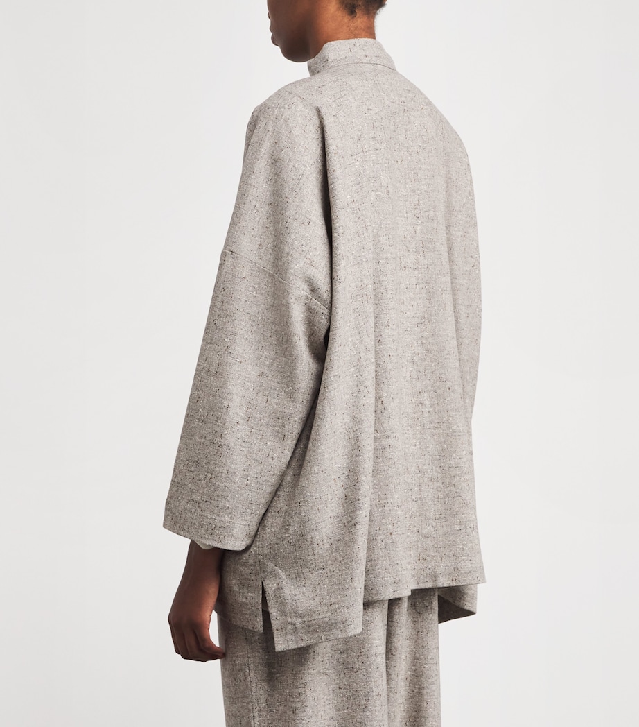 Virgin Wool Mandarin-Collar Jacket STONE Image 4