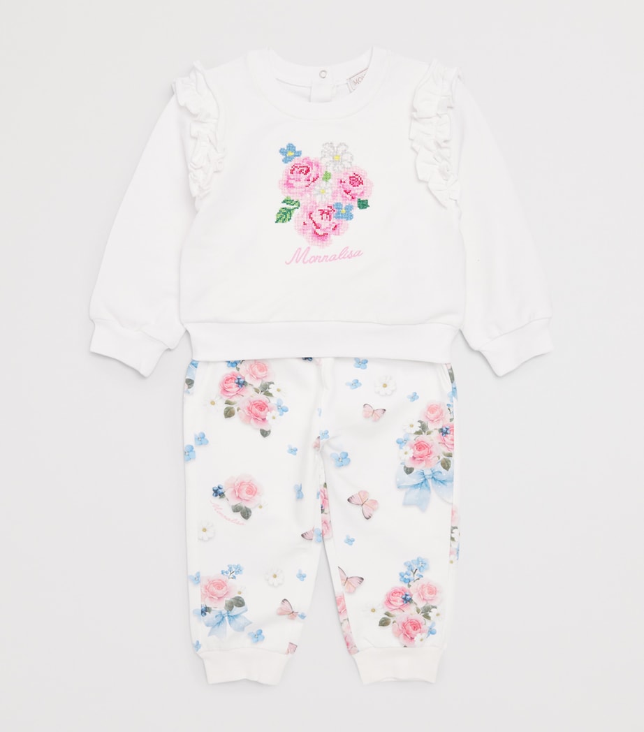 Monnalisa Floral and Butterfly Leggings (3 Months-3 Years) Optical White Image 3
