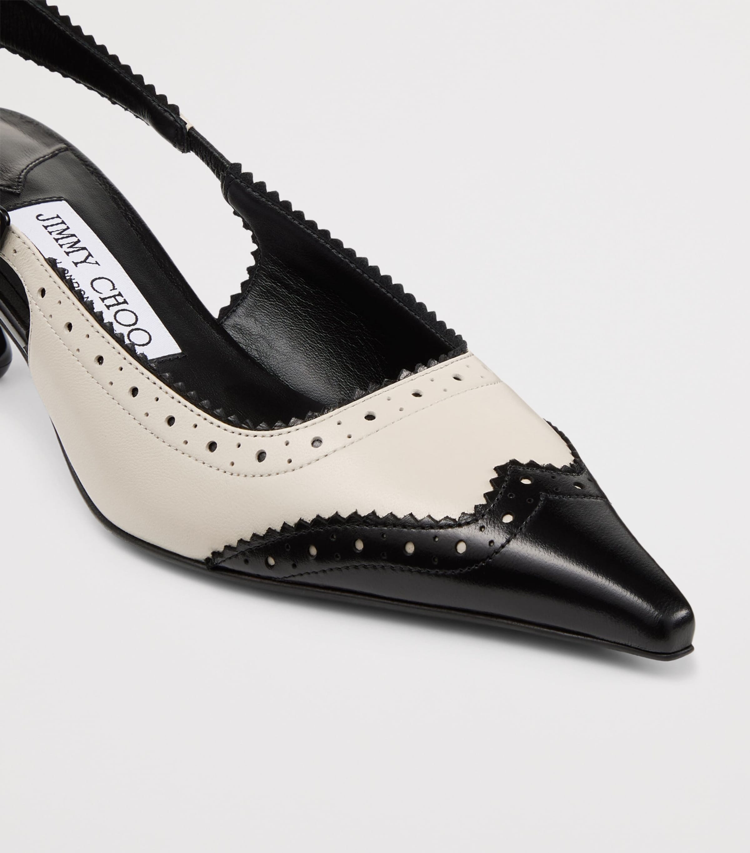 Jimmy Choo Amel 50 Leather Slingback Pumps Black/bone Image 5