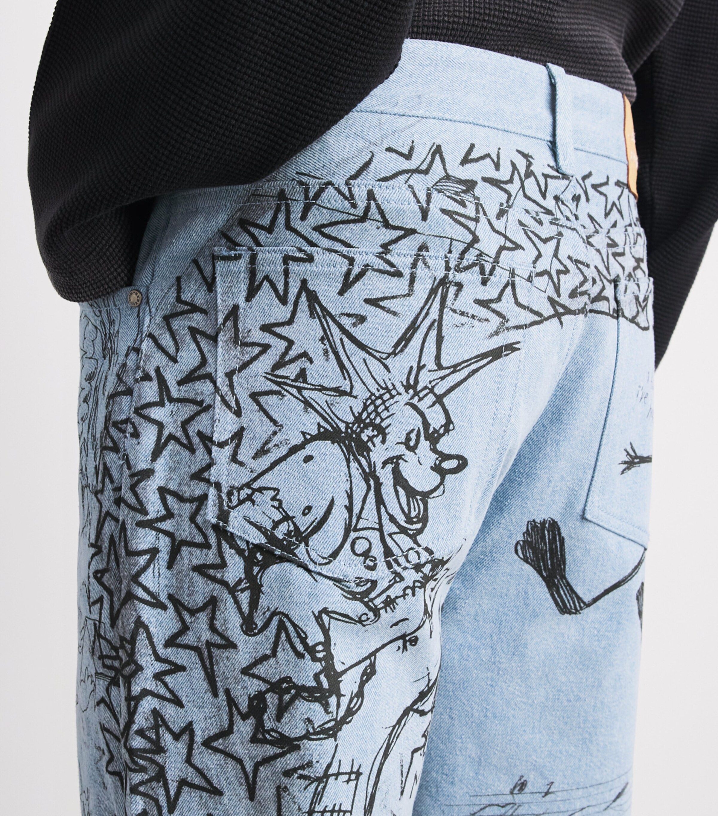 DOMREBEL Mens Sketchy Bootcut Jeans Light Blue Image 3