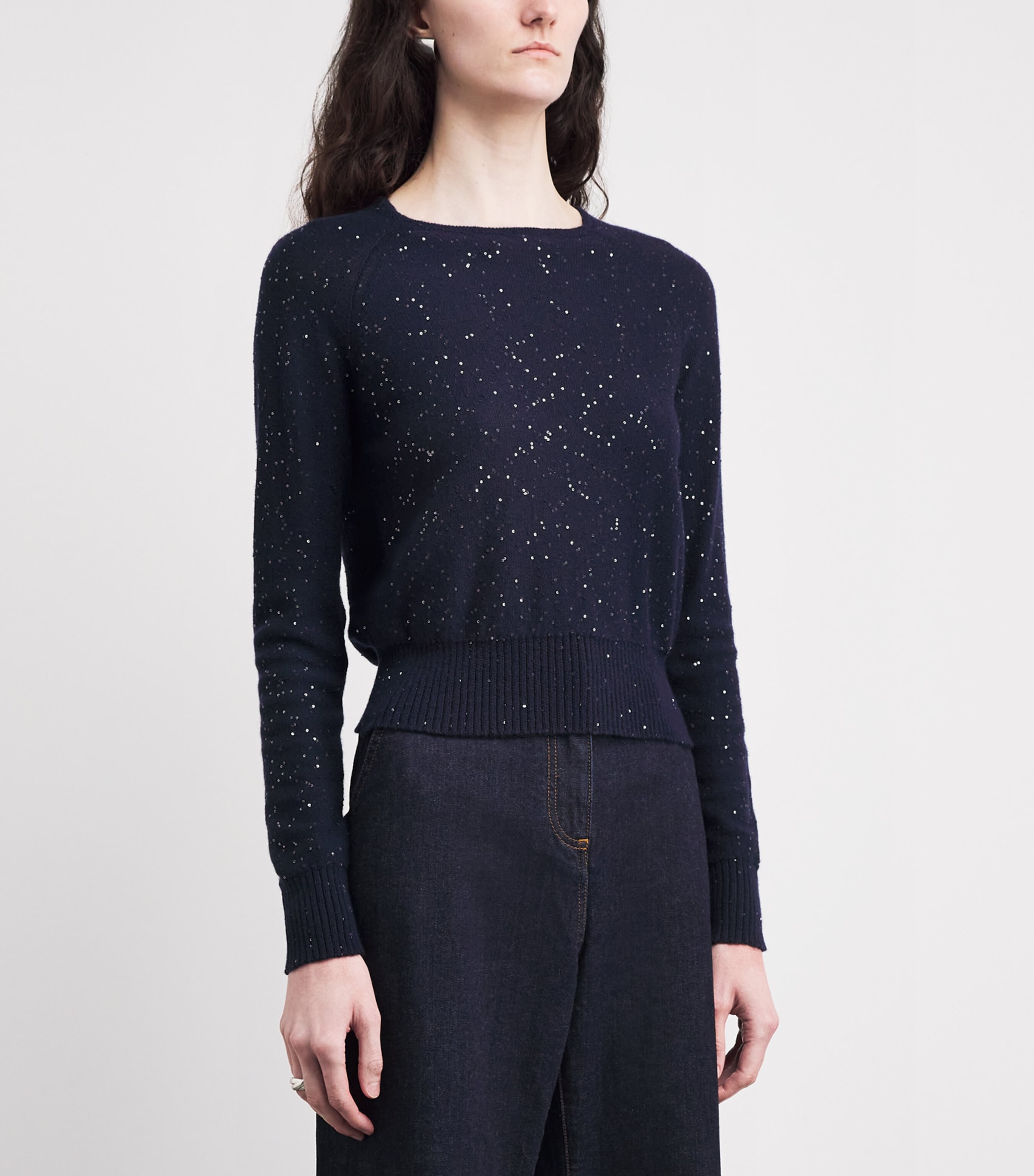 Cashmere Sequin Sweater BLUE Image 4