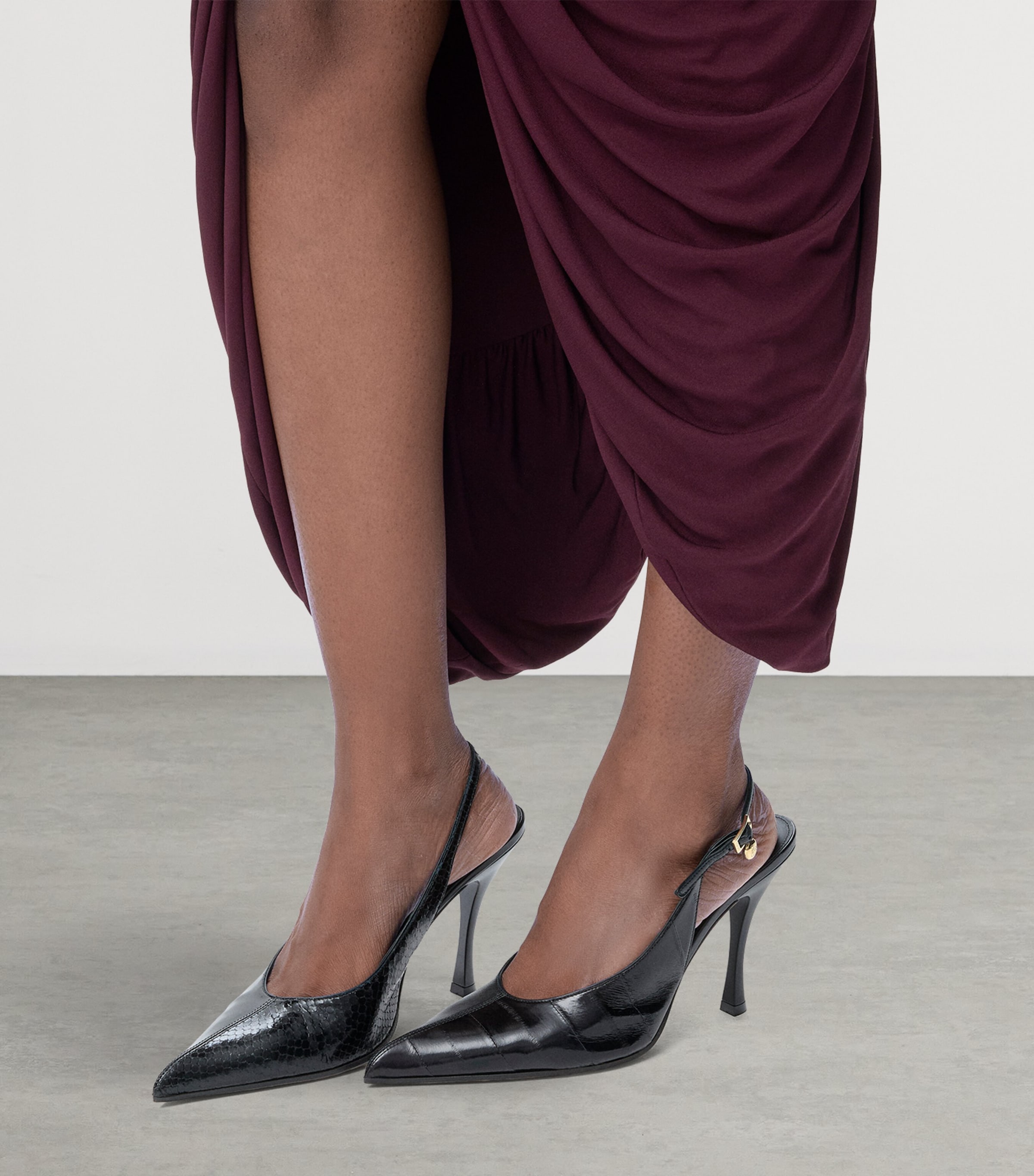 Leather New Comic Slingback Pumps 90 BLACK Image 2