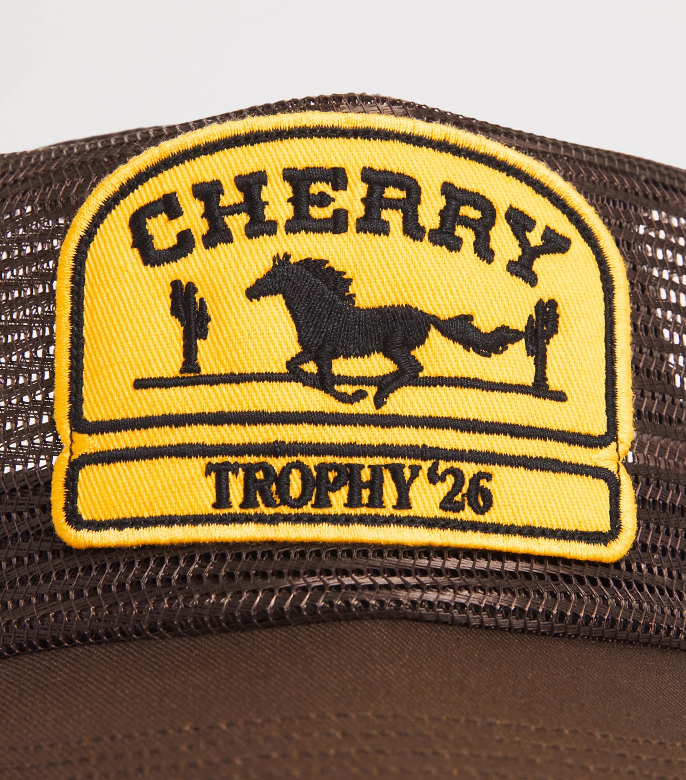 Cherry Los Angeles Mesh Patch Trucker Cap Brown Image 4
