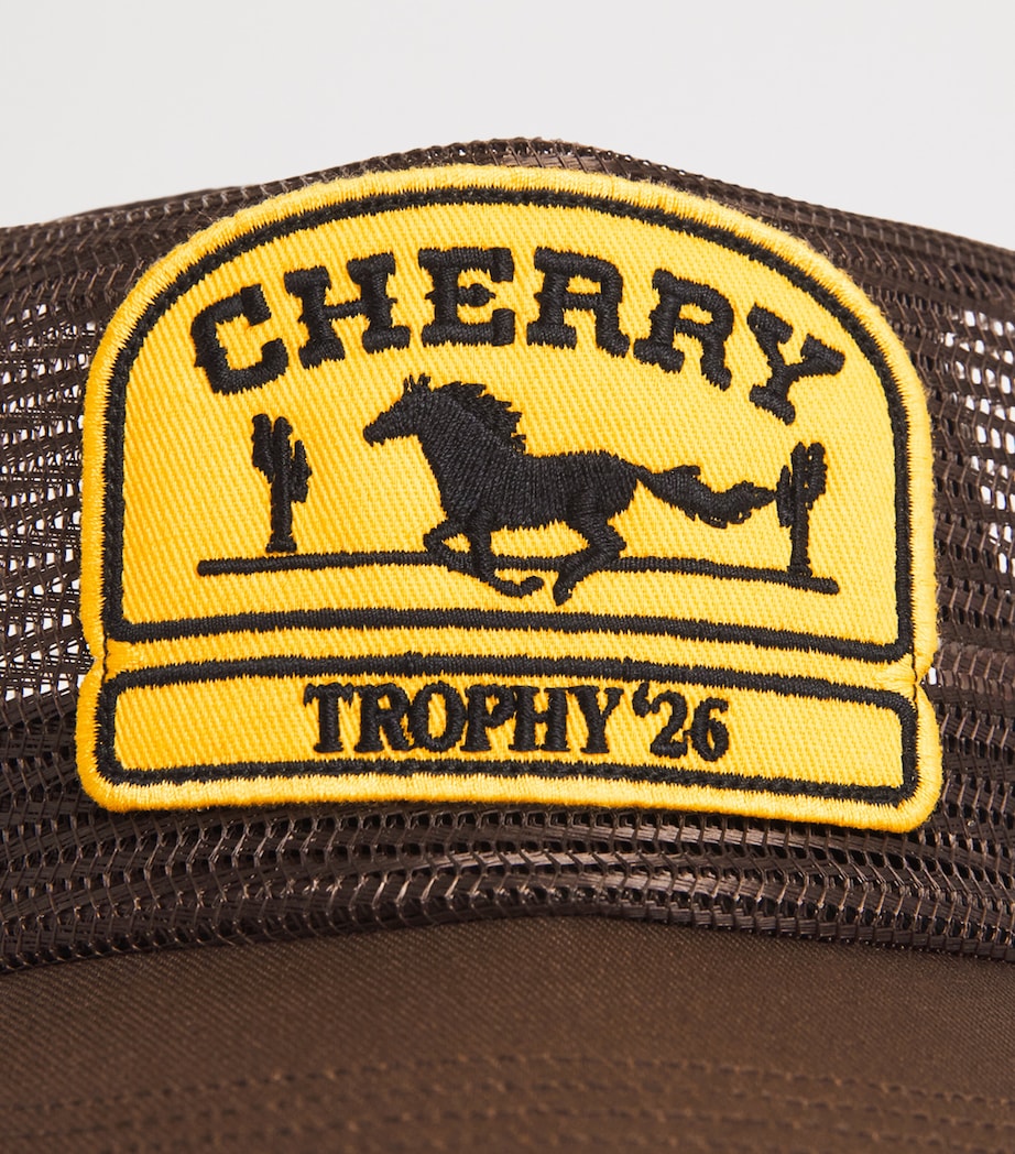 Cherry Los Angeles Mesh Patch Trucker Cap Brown Image 4