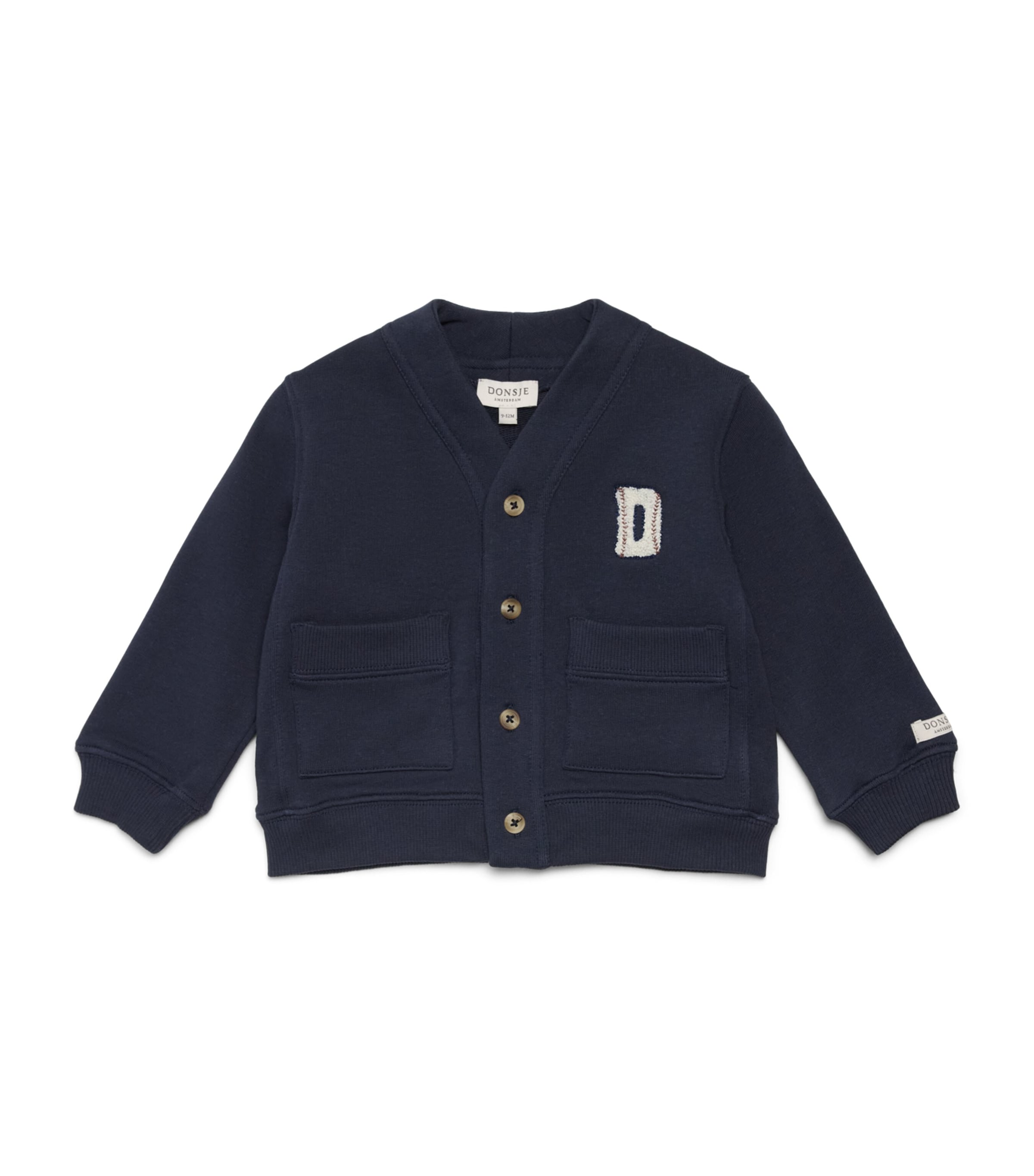 Donsje Stretch-Cotton Maukie Cardigan (Newborn – 4 Years) Navy Blue Image 1