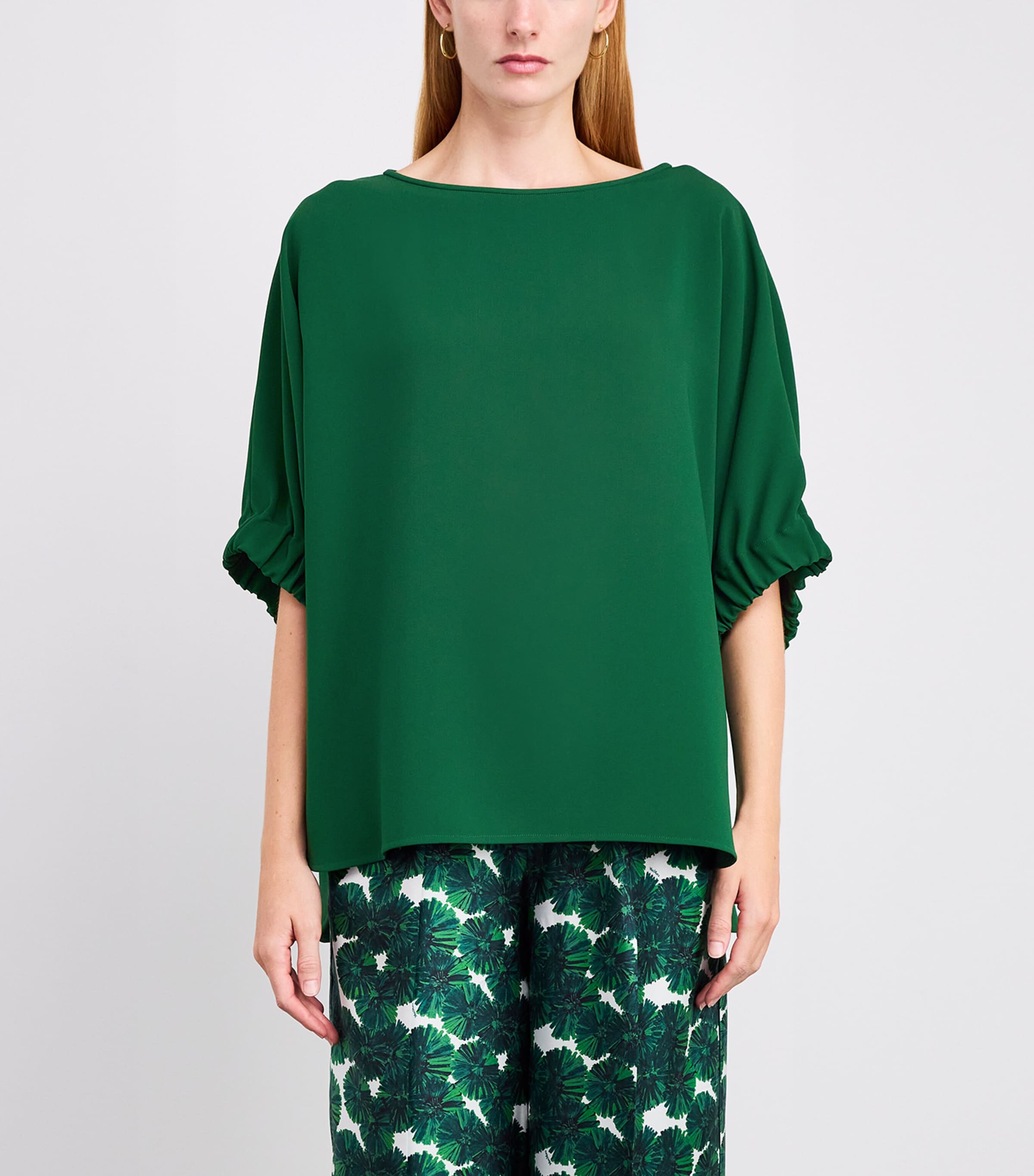 Crepe Boat-Neck Blouse EMERALD Image 3
