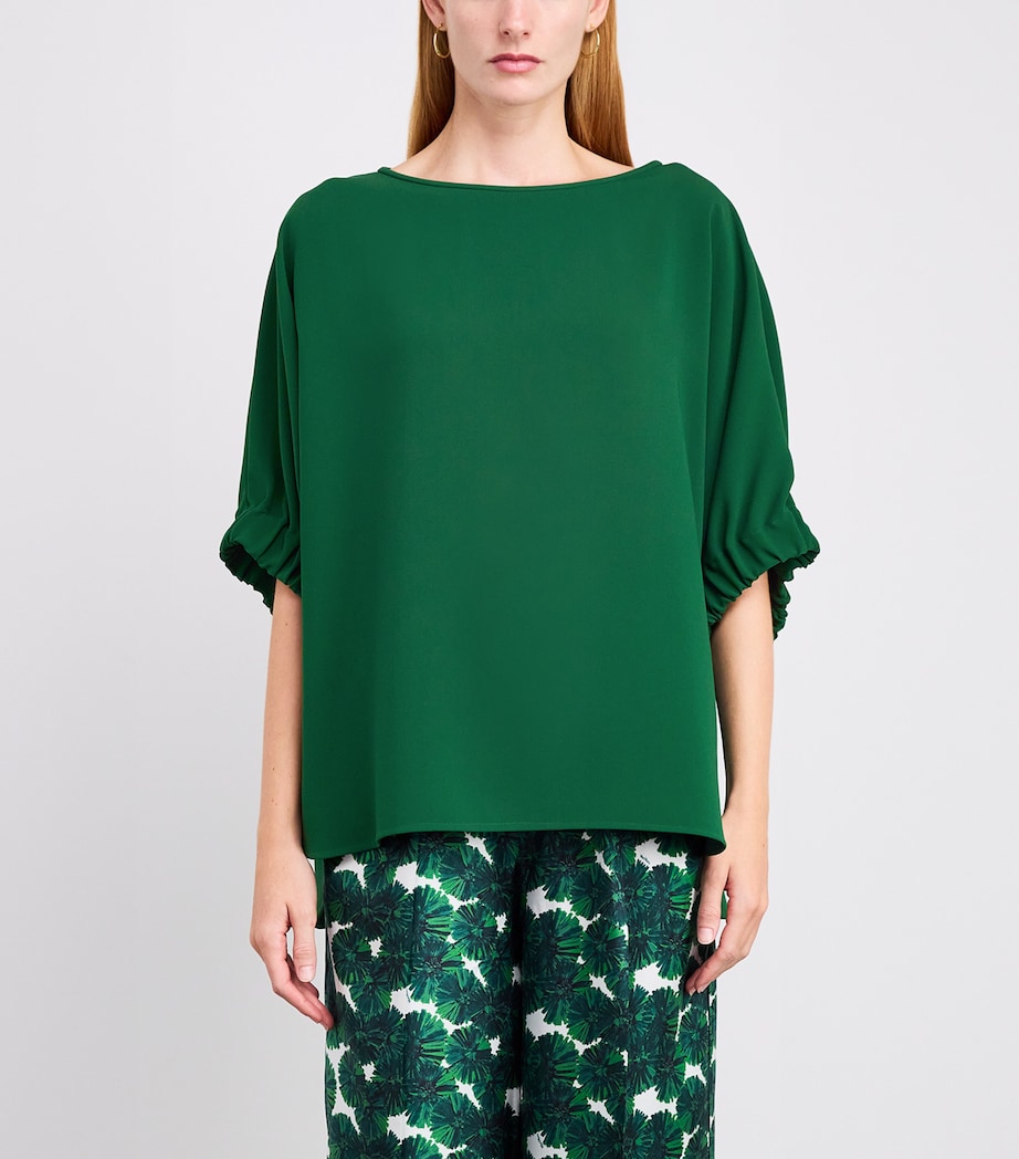 Crepe Boat-Neck Blouse EMERALD Image 3