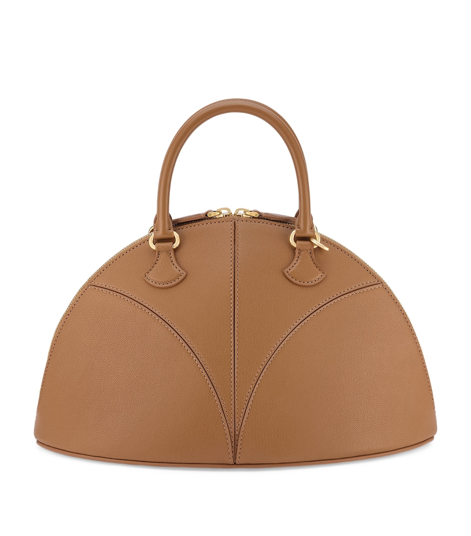 Medium Leather Marquise Top-Handle Bag BROWN Image 1