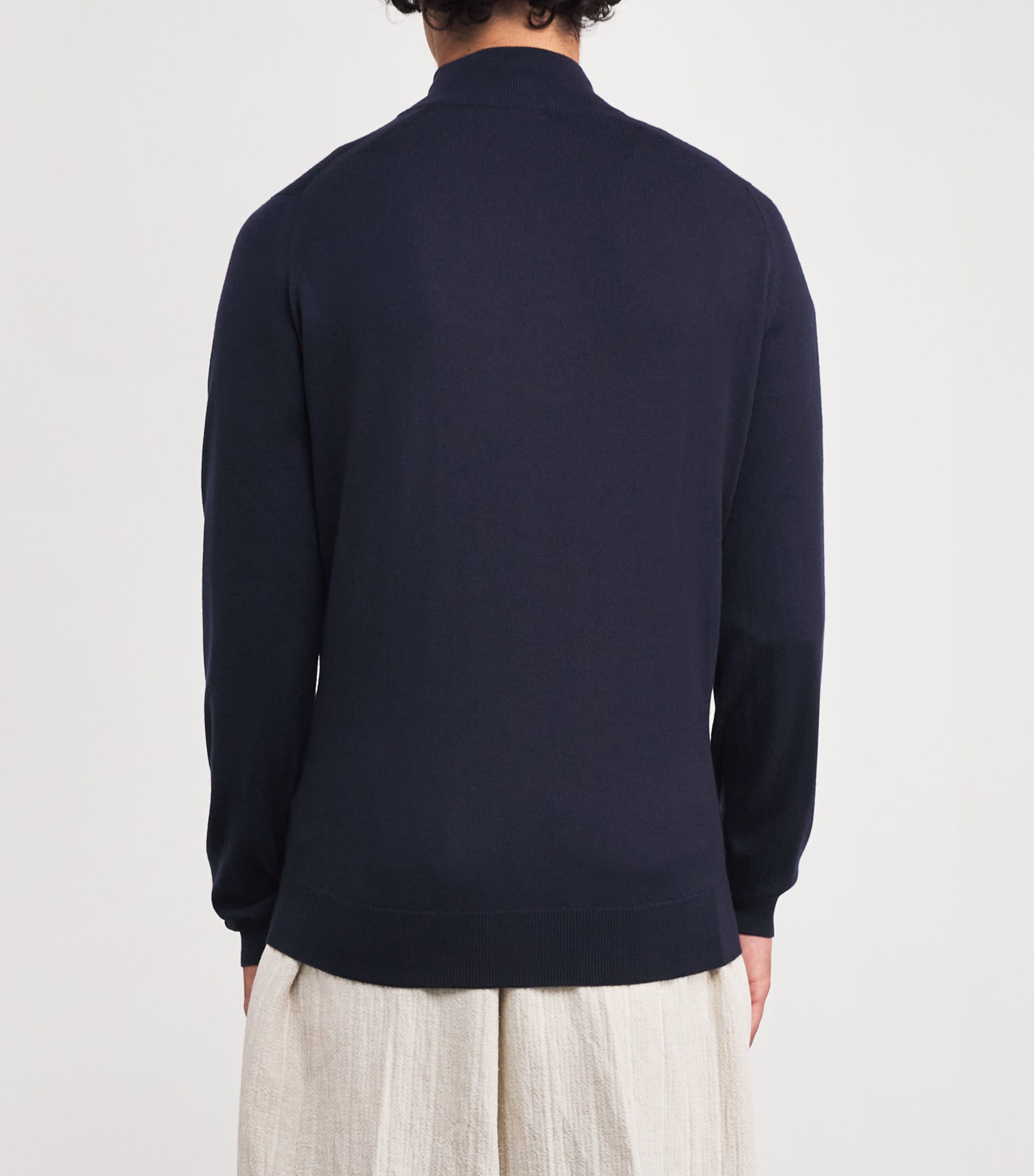 Extra Fine Merino Wool Half-Zip Tapton Sweater MIDNIGHT Image 4