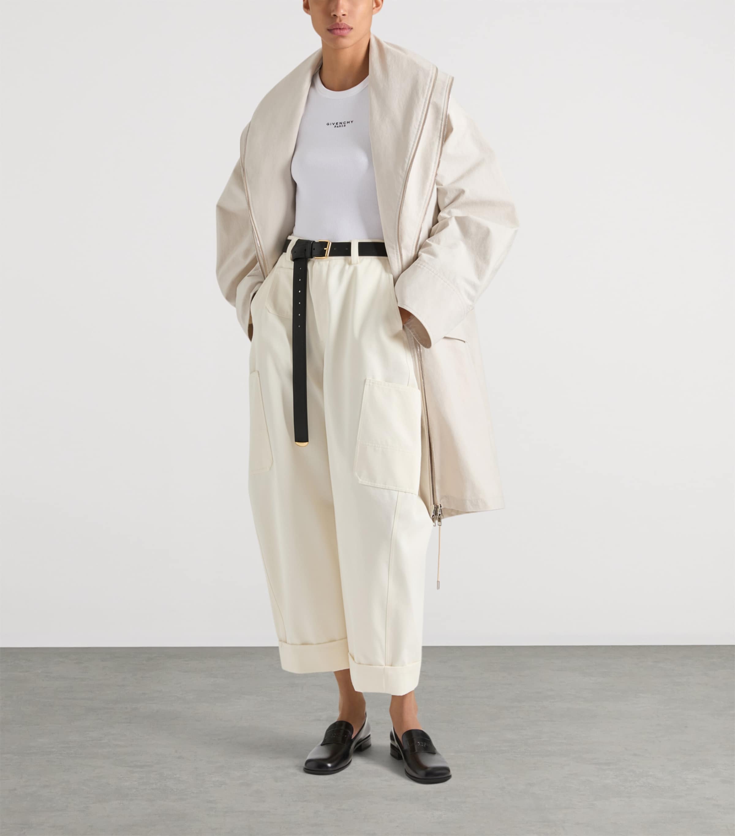 Cotton-Wool Belted Bomber Jacket IVORY Image 3