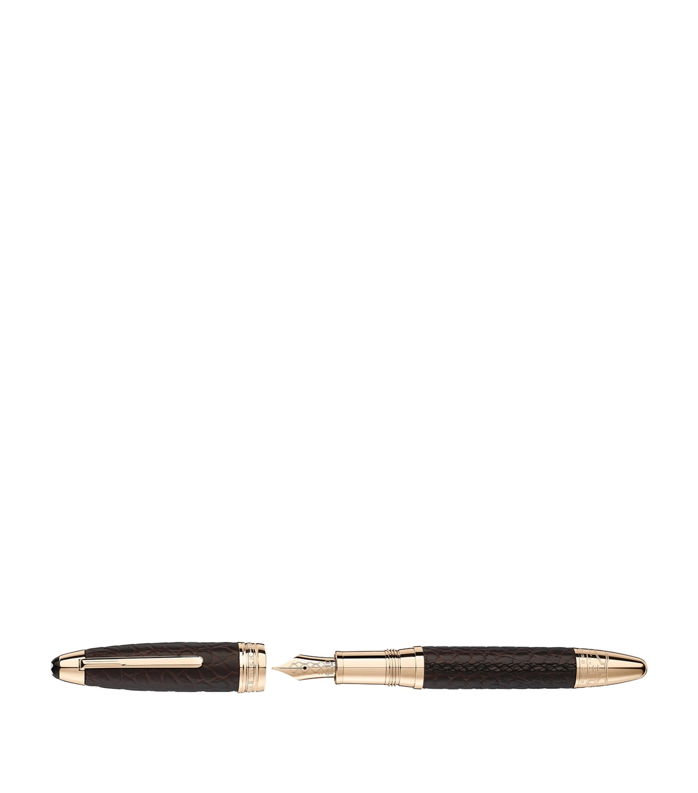 Montblanc Platinum-Plated Leather Meisterstück Fountain Pen Brown Image 3