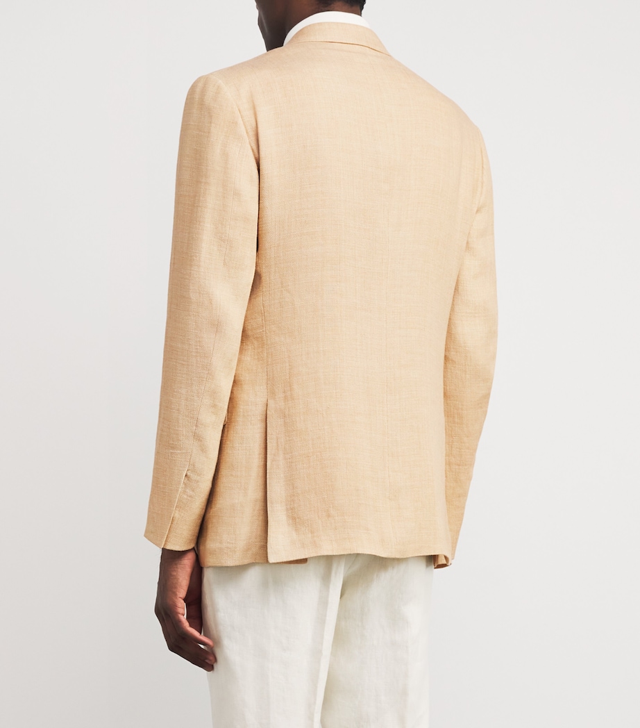 Ralph Lauren Purple Label Mens Linen-Silk Kent Blazer Tan Multi Image 4
