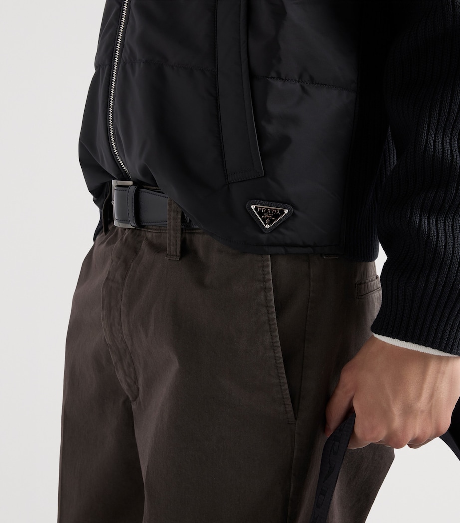 Prada Mens Wool-Sleeve Re-Nylon Jacket Black Image 4
