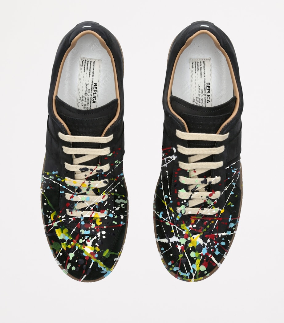 Maison Margiela Leather Paint-Detail Replica Sneakers Green Comb Image 4