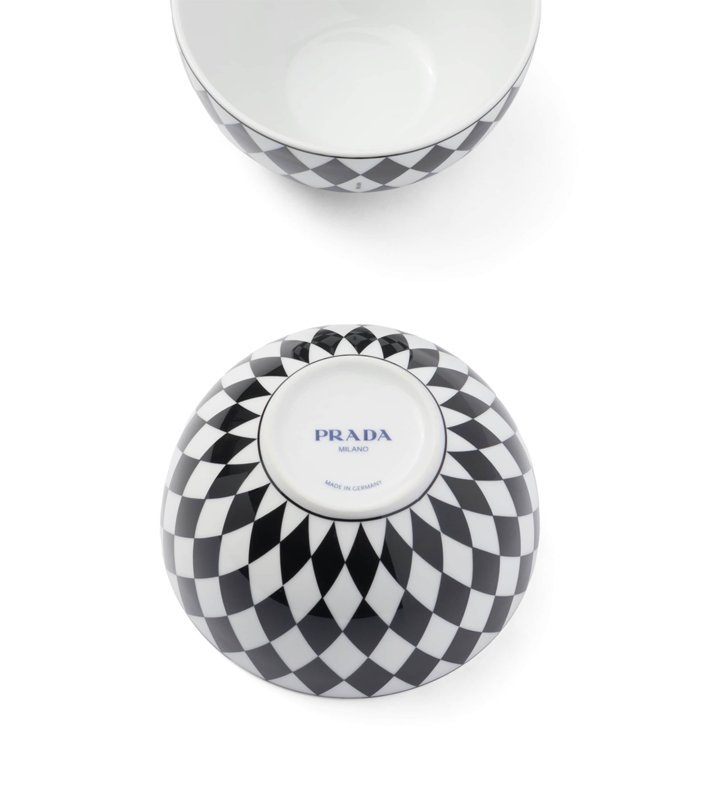 Set of 2 Porcelain Chequerboard Rice Bowls (12cm) F0E5W Image 5