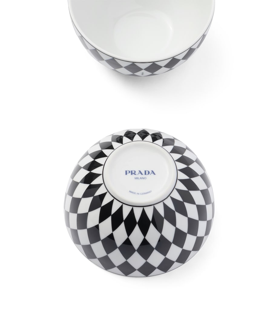 Set of 2 Porcelain Chequerboard Rice Bowls (12cm) F0E5W Image 5