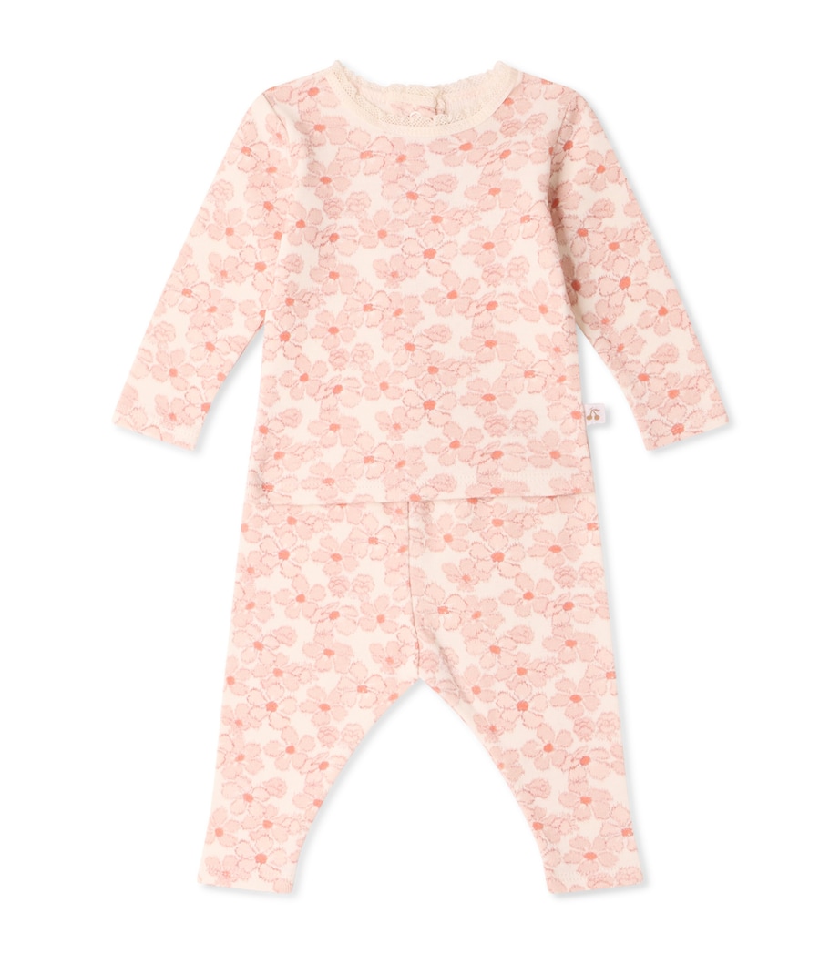Bonpoint Cotton Floral Pyjama Set (1-18 Months) Fleurs Rose Image 1